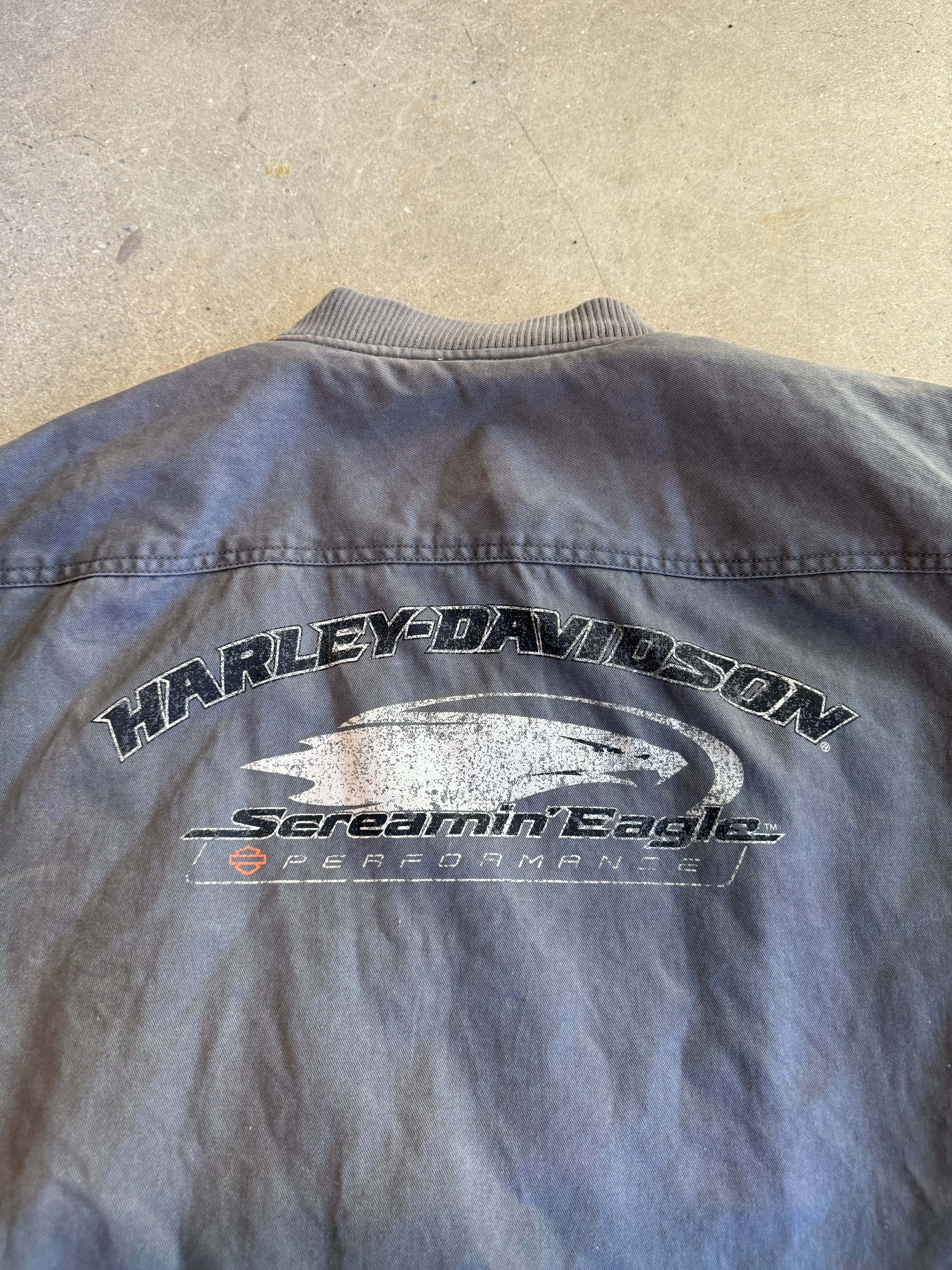 grey harley davidson cotton racing jacket, L