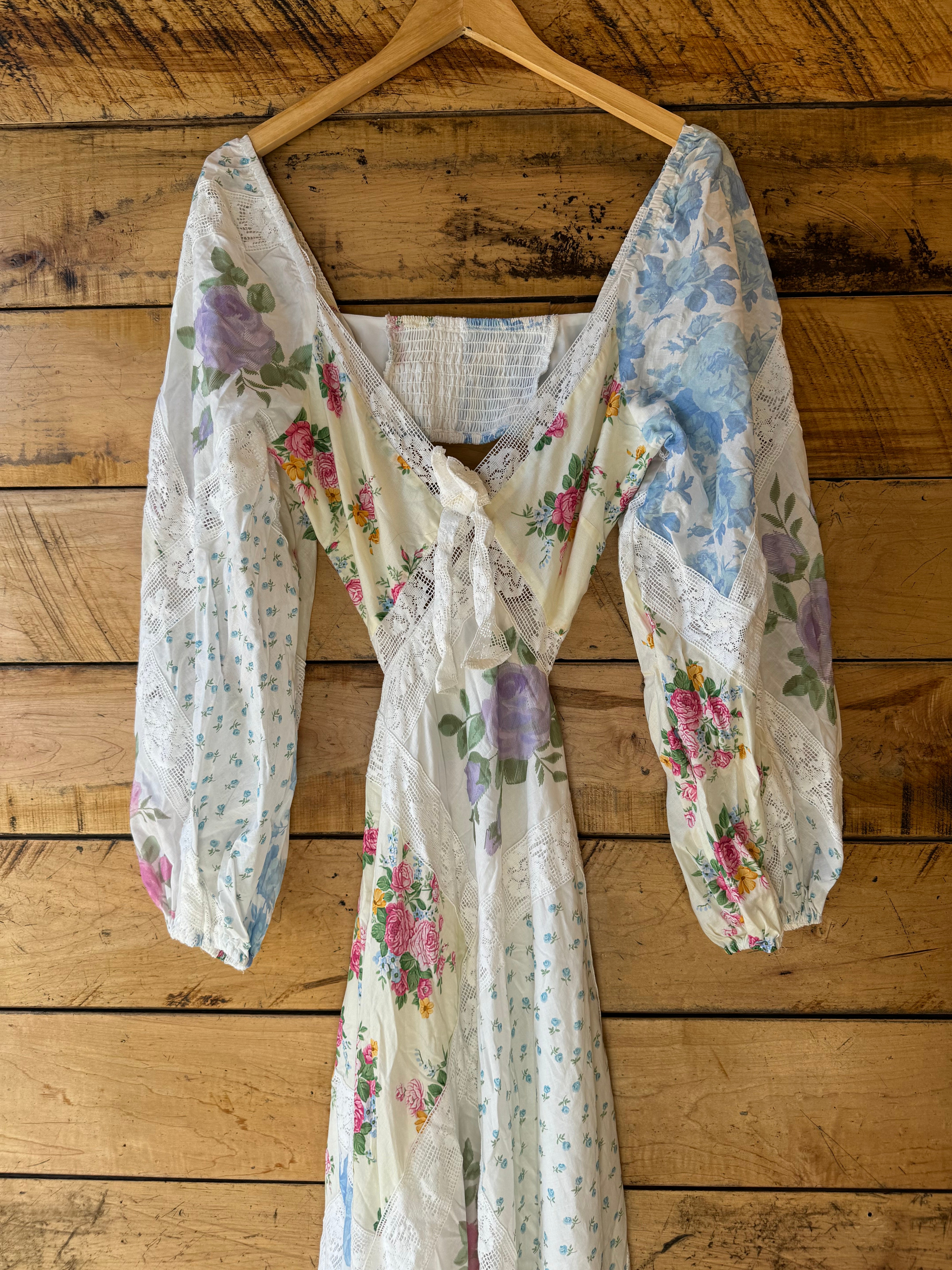 Blue pink white For Love & Lemons Floral Maxi Dress, XL