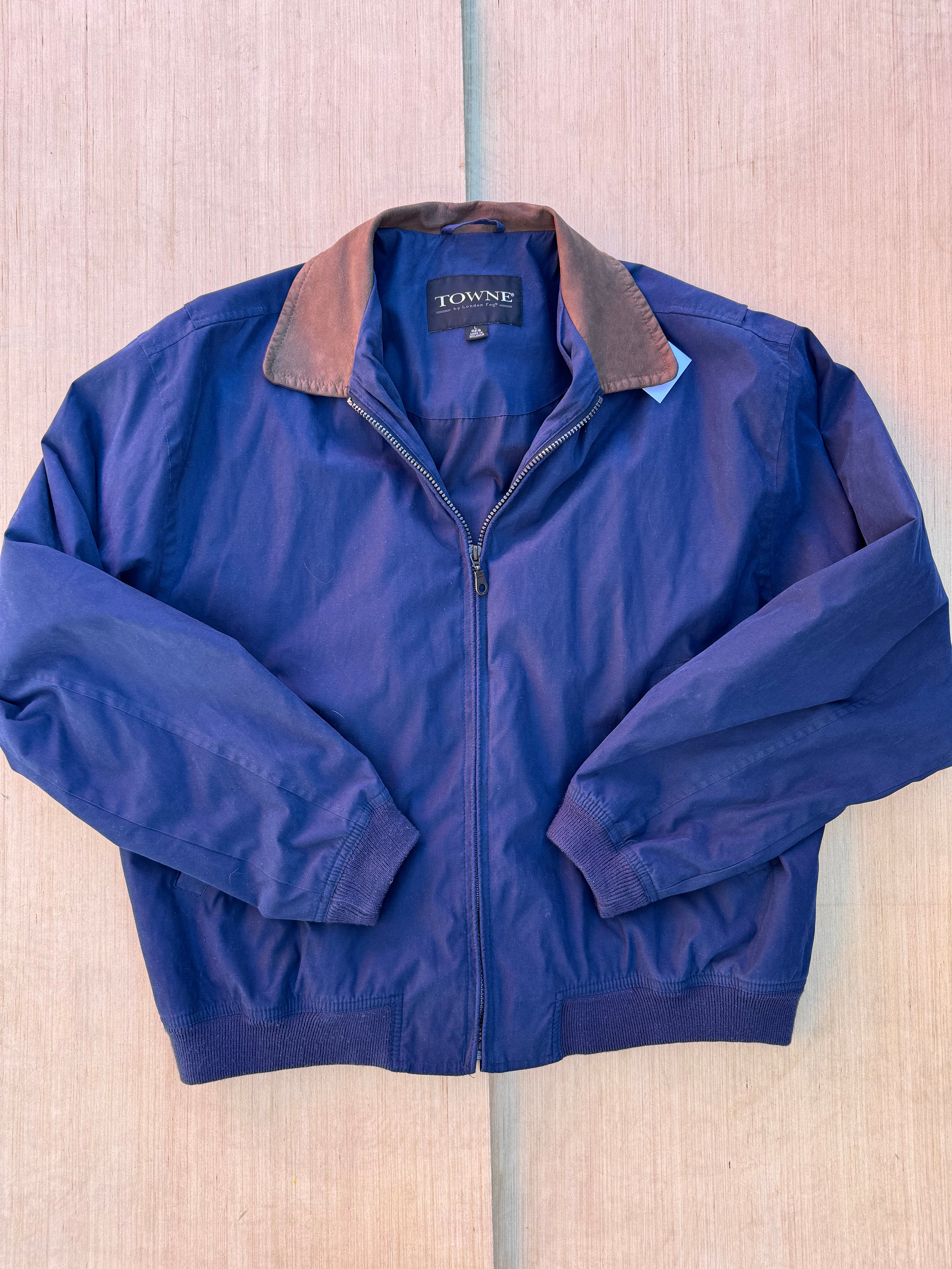 Blue Towne Vtg swishy bomber, L