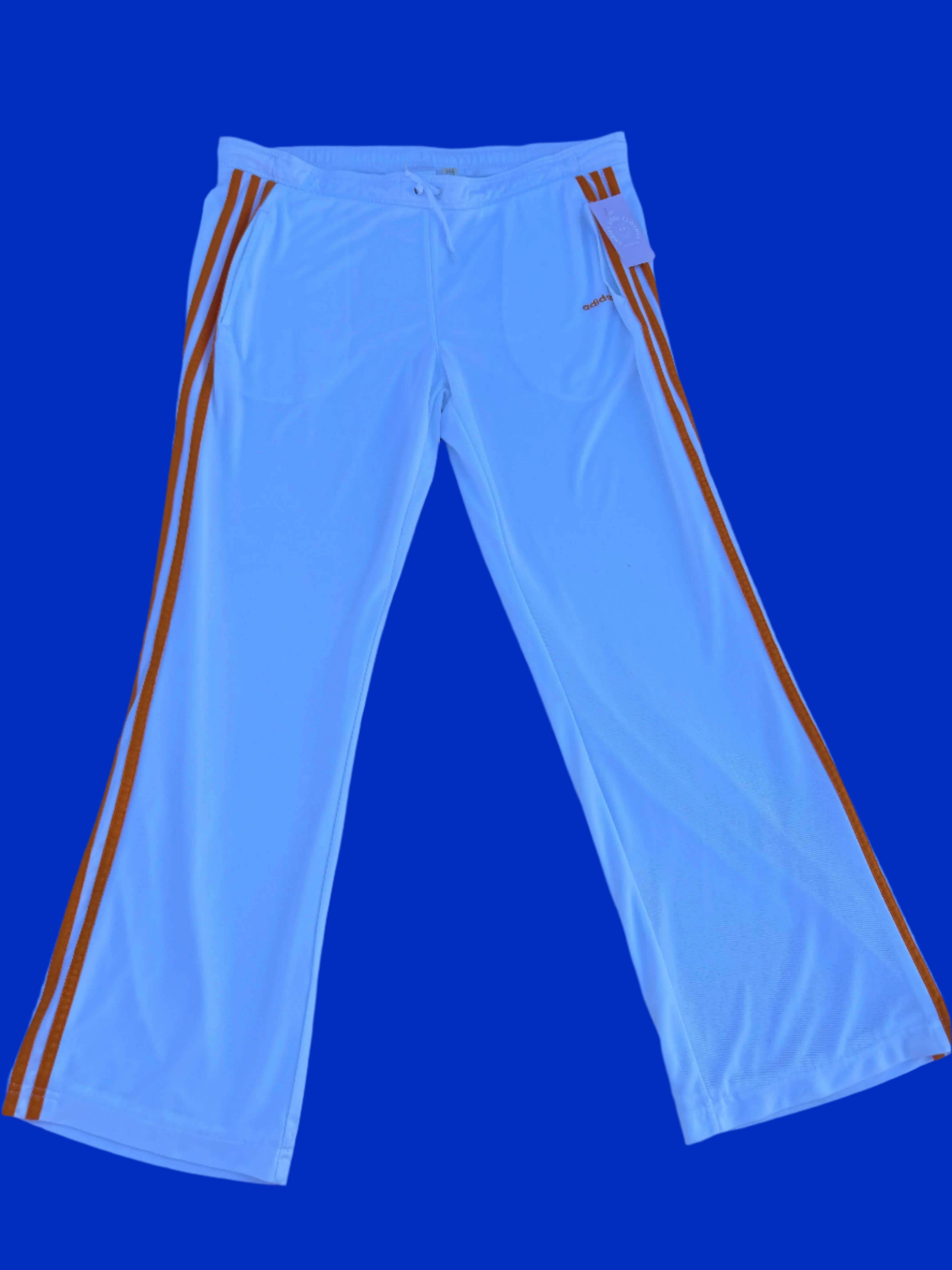 Orange white Adidias Athletic pants w/ stipes, L