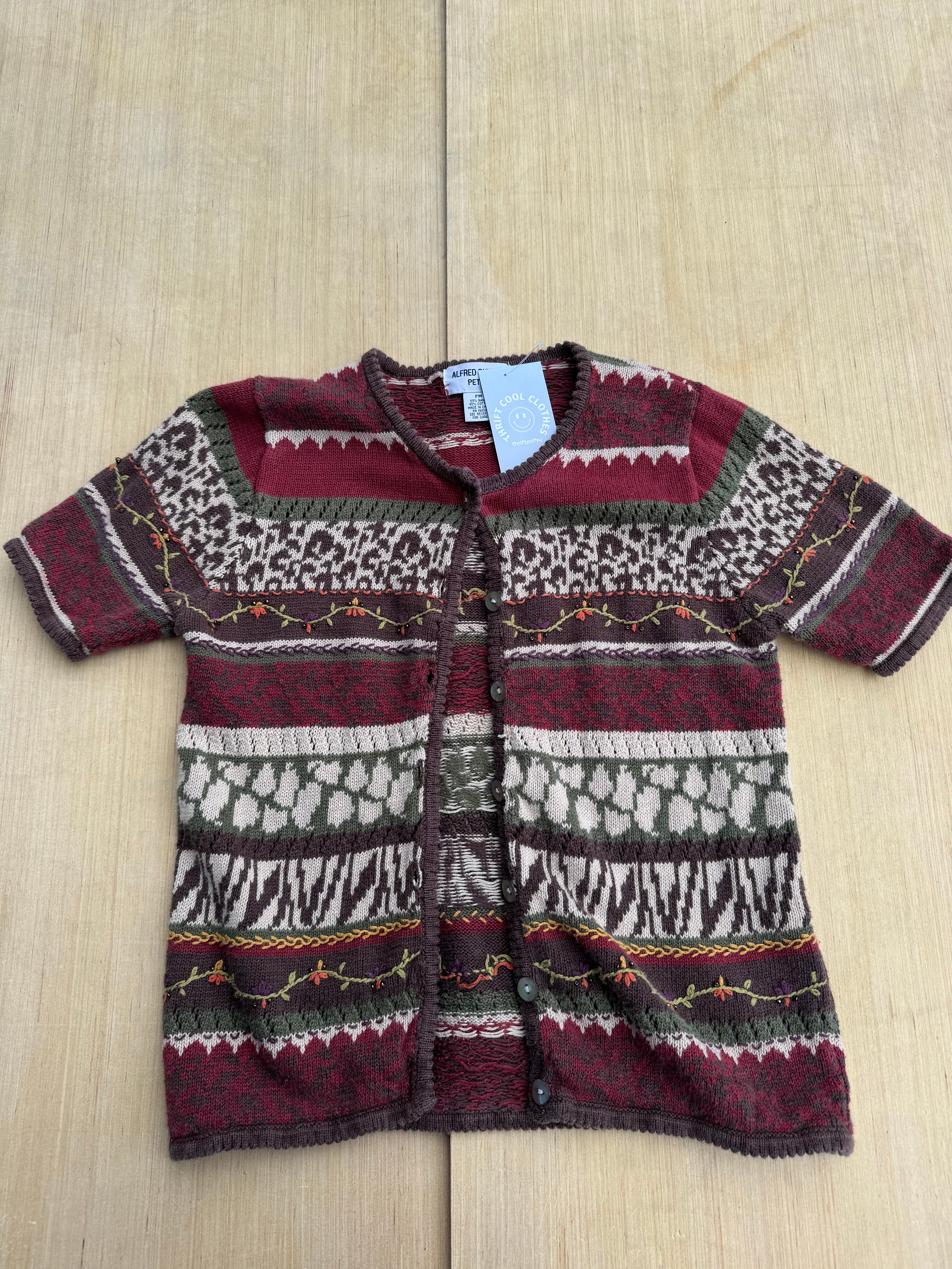 brown Alfred Dunner short sleeve cardigan, PM