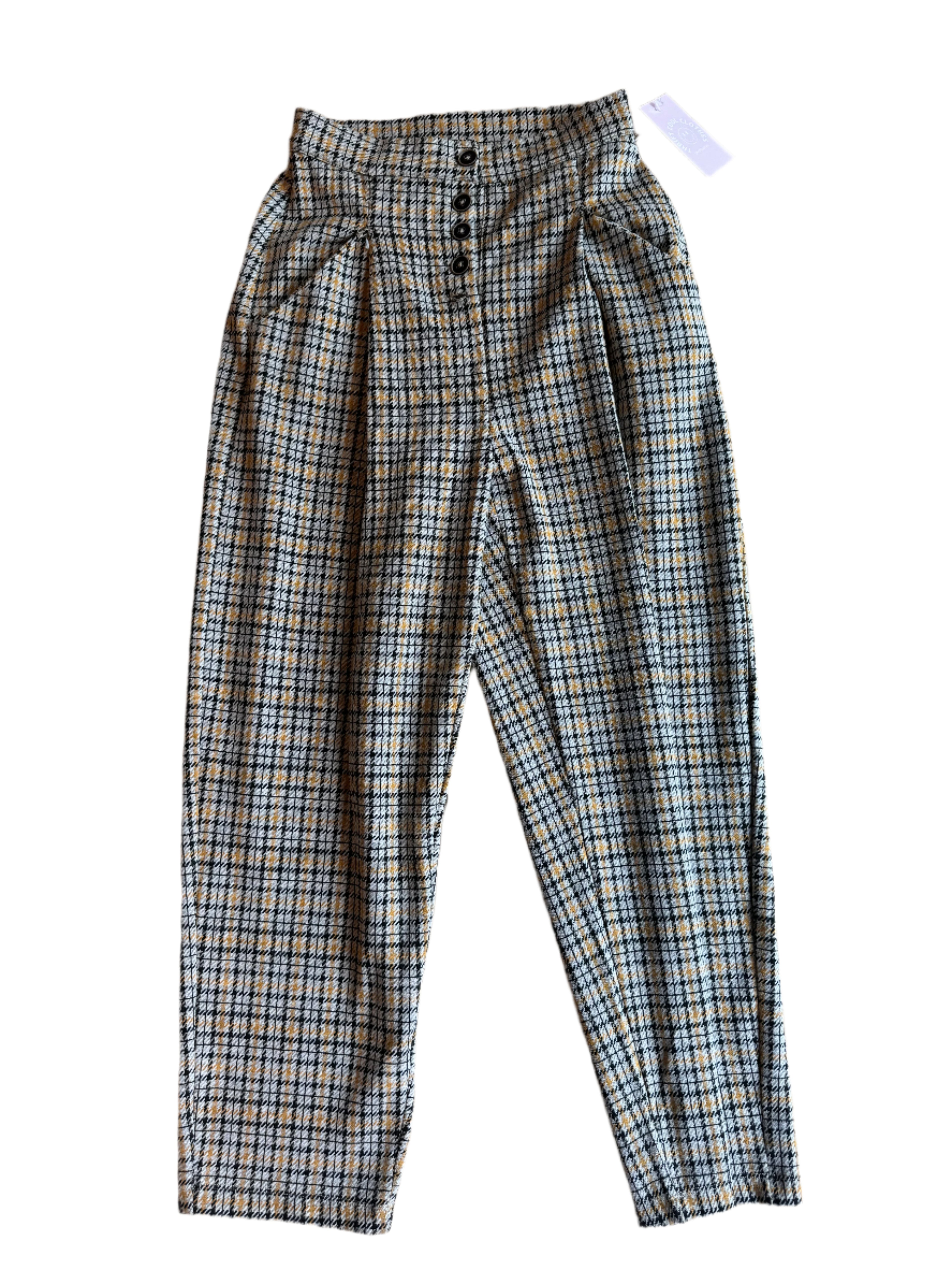 Yellow brown Free people Plaid pants, Xs