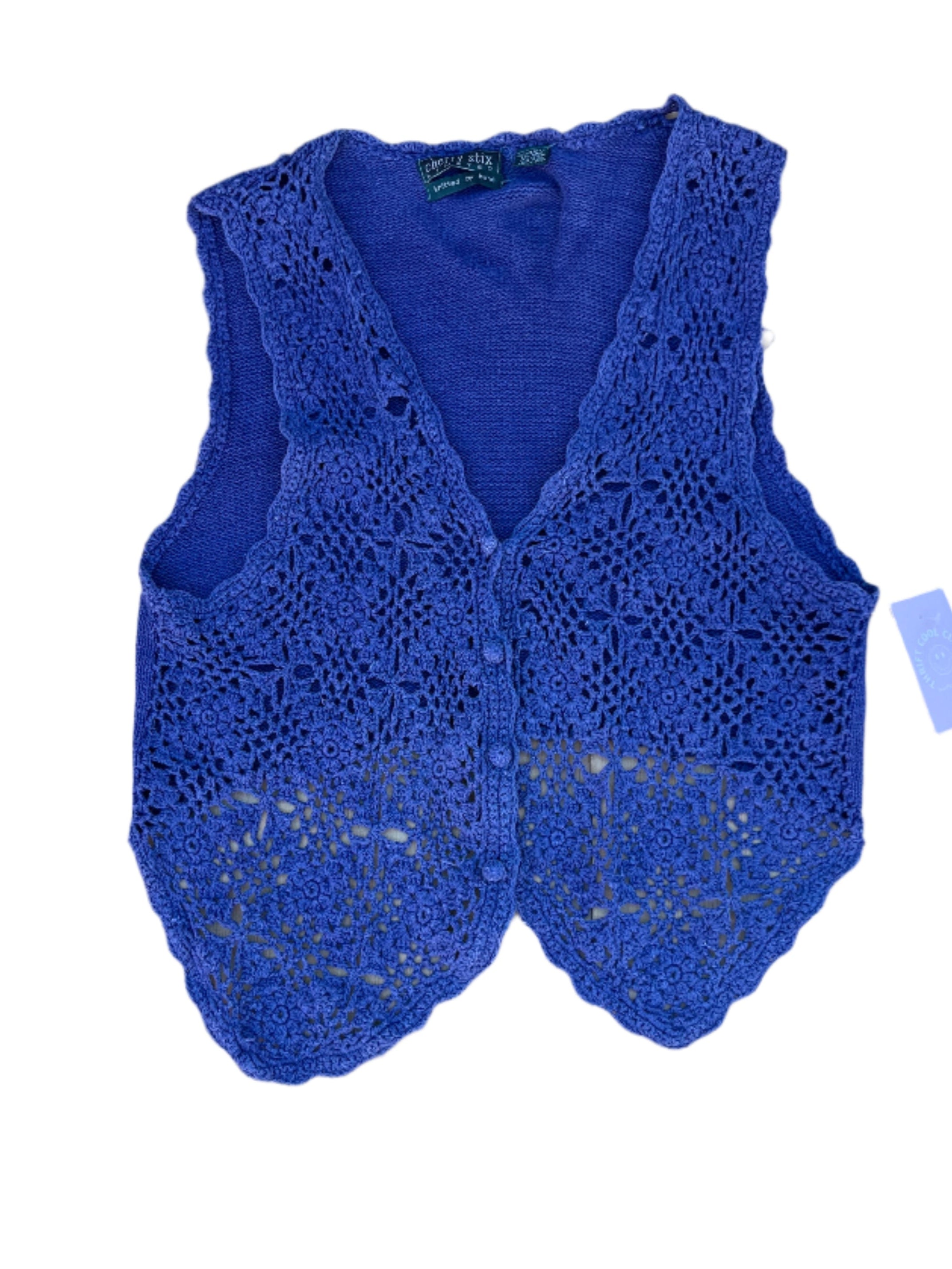 navy cherry stix knit vest, L