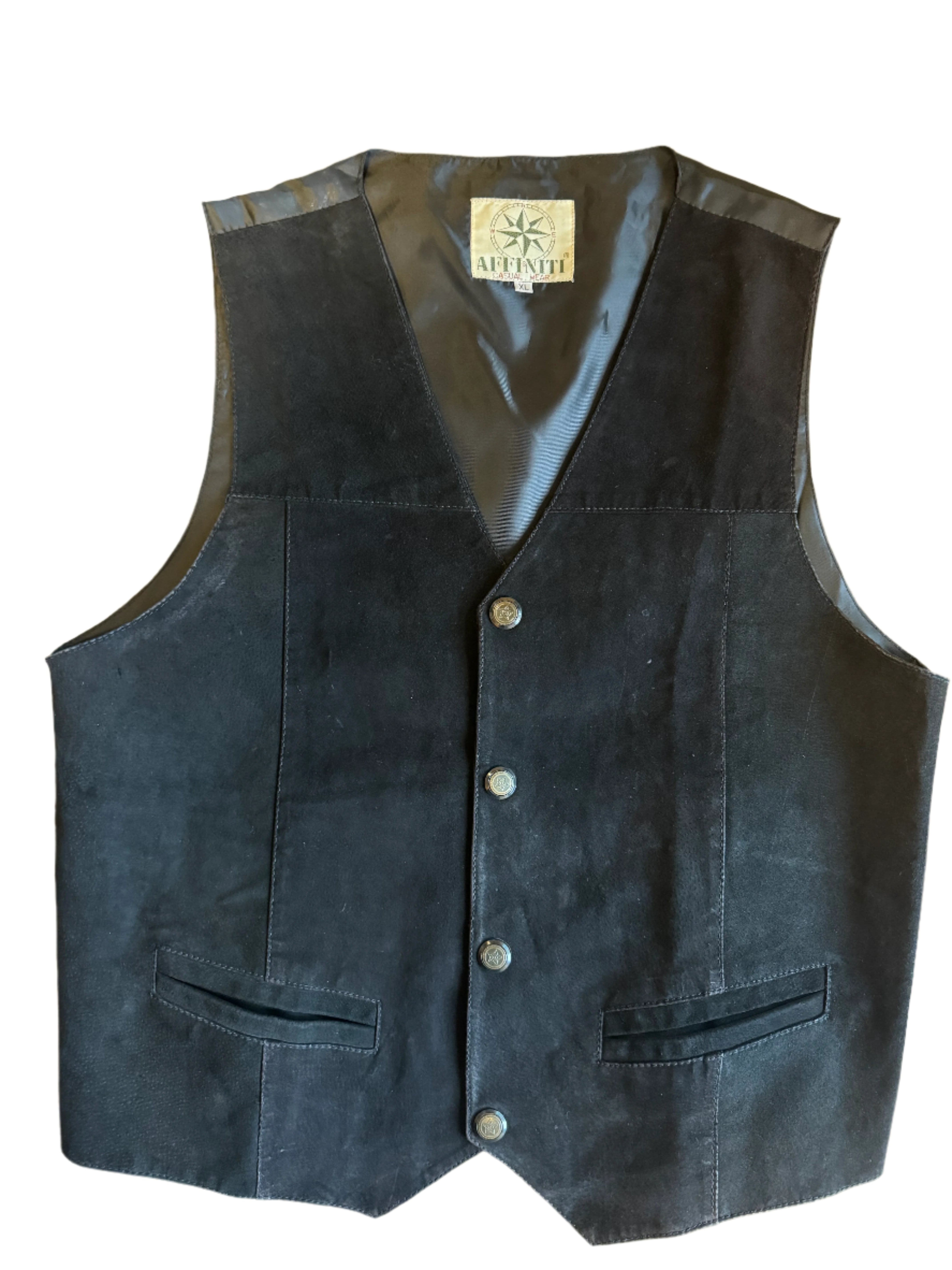 Black AFFINITI suede vest, XL