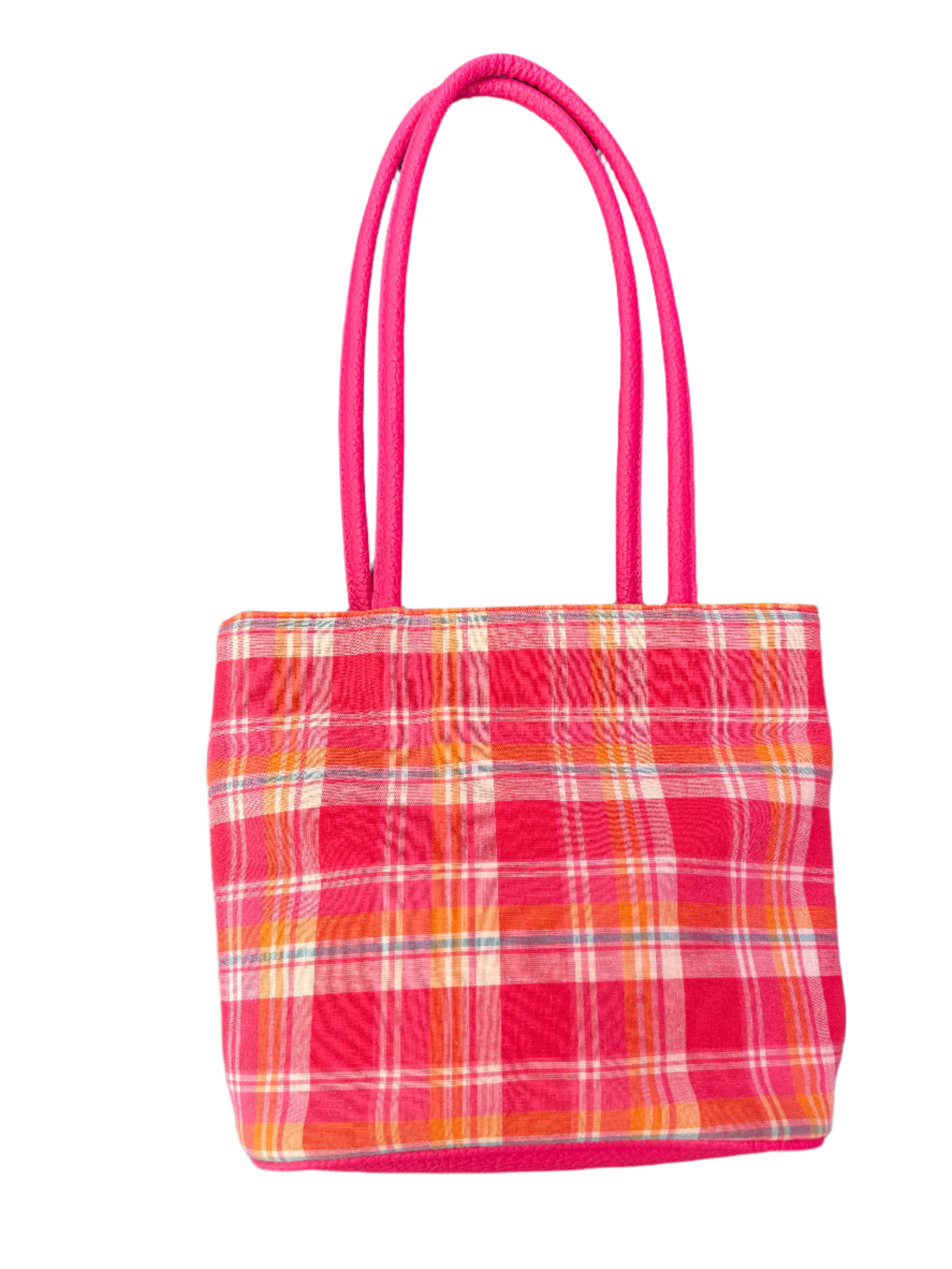 Pink orange Bueno Plaid purse