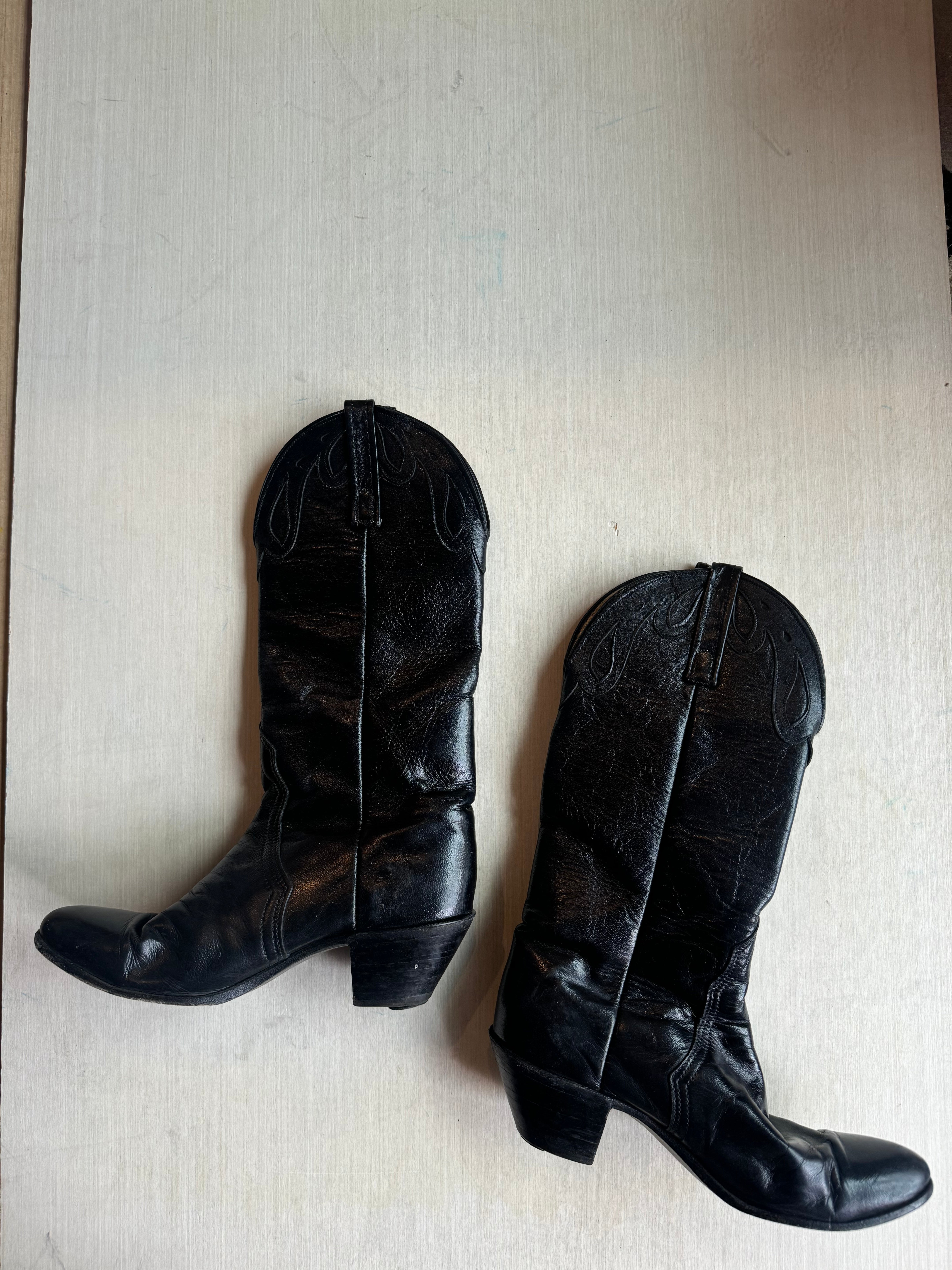 Black  Vtg leather cowboy boots, Women’s 6.5