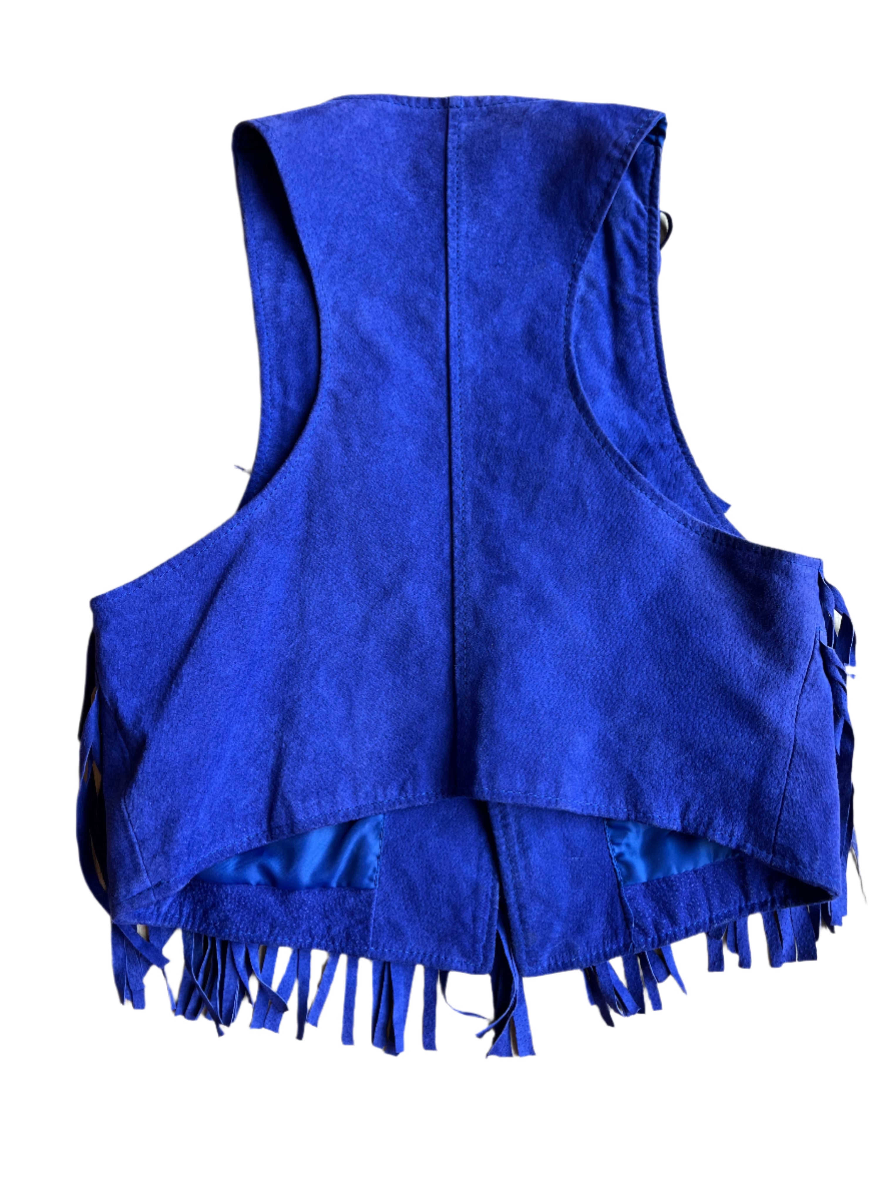 blue forever 21 fringe vest, L