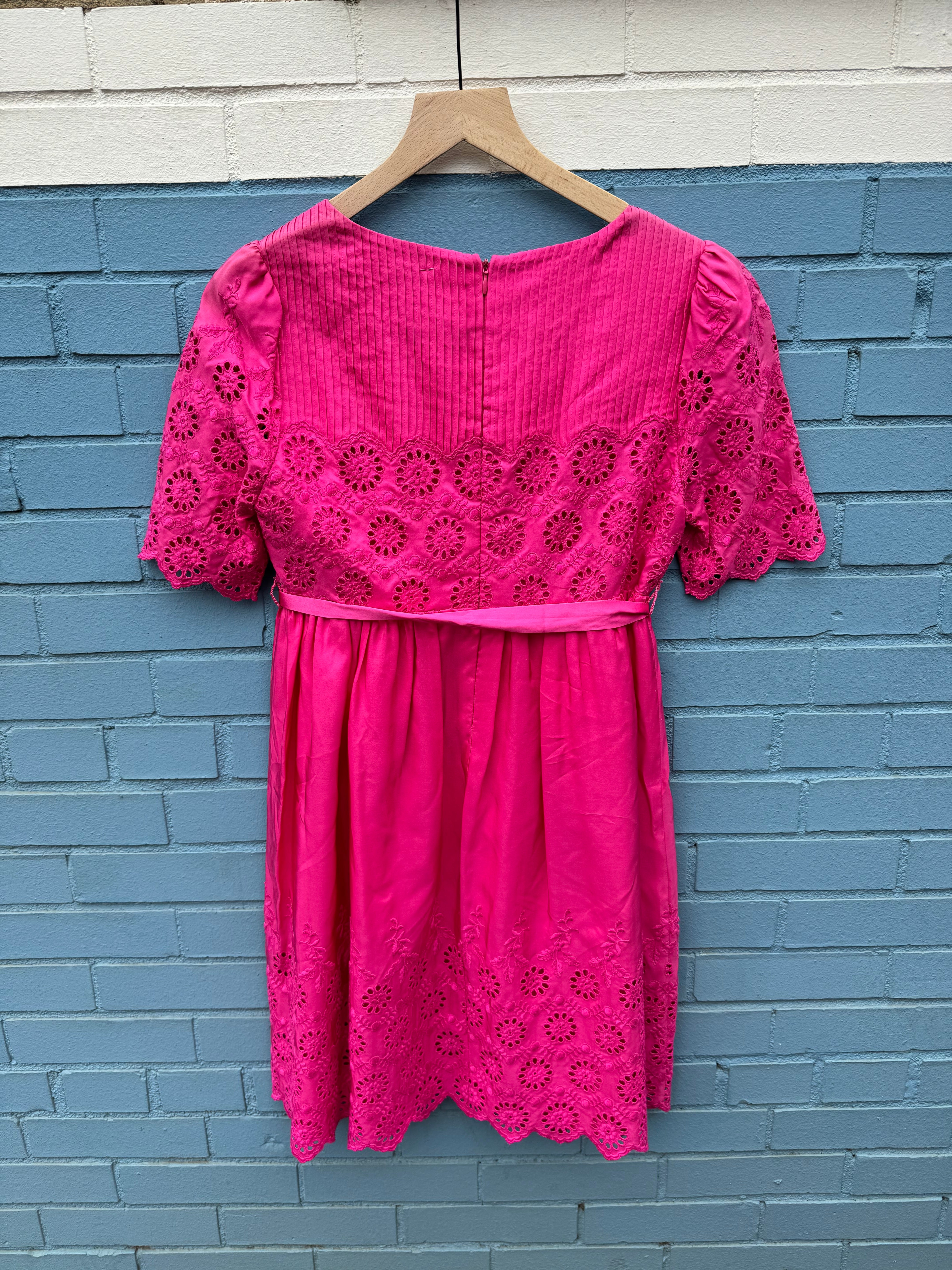 Pink Betsy Johnson Silk eyelet dress, 8