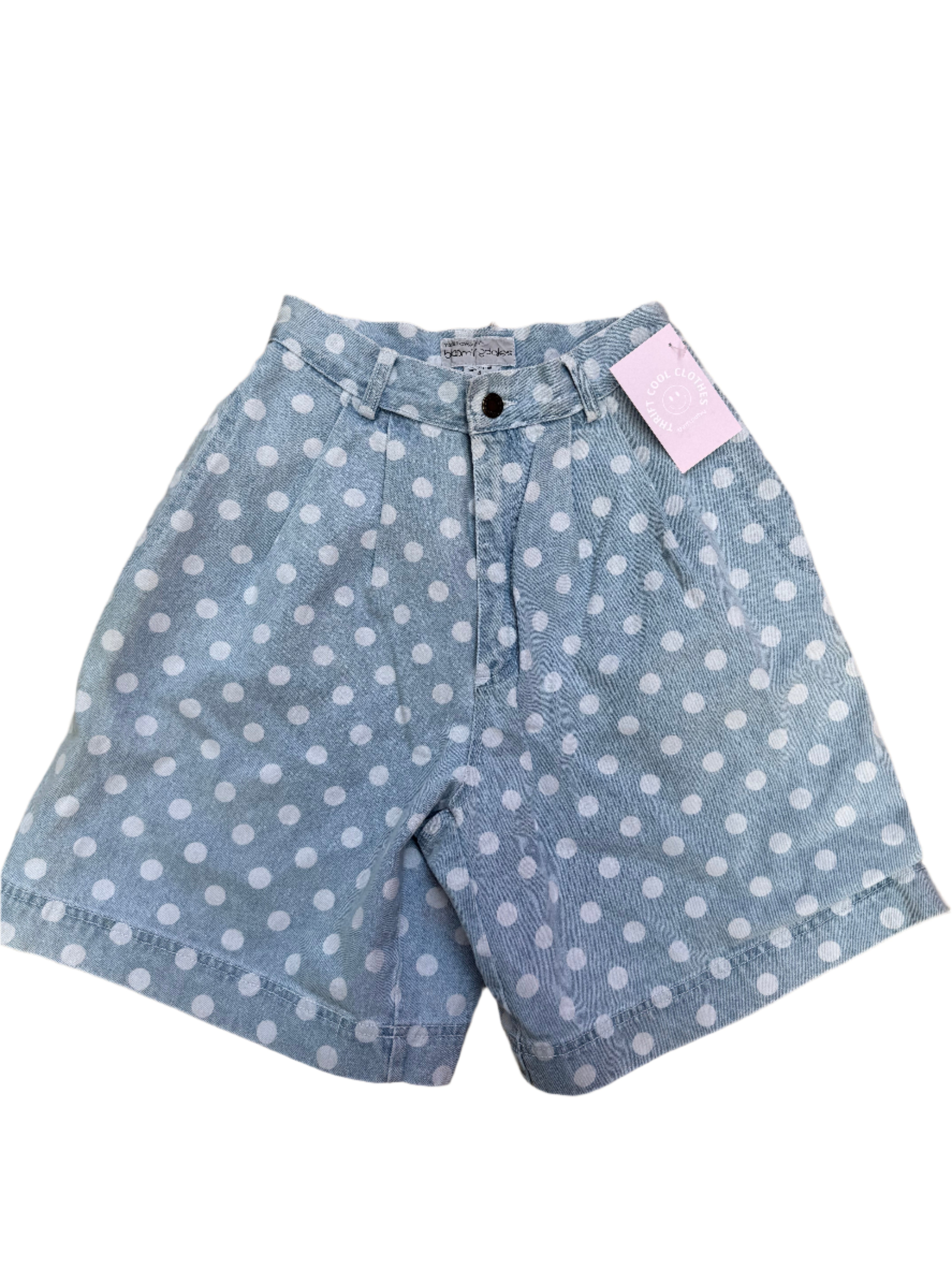 blue white bloomingdales vintage pleated long polka dot shorts, 4