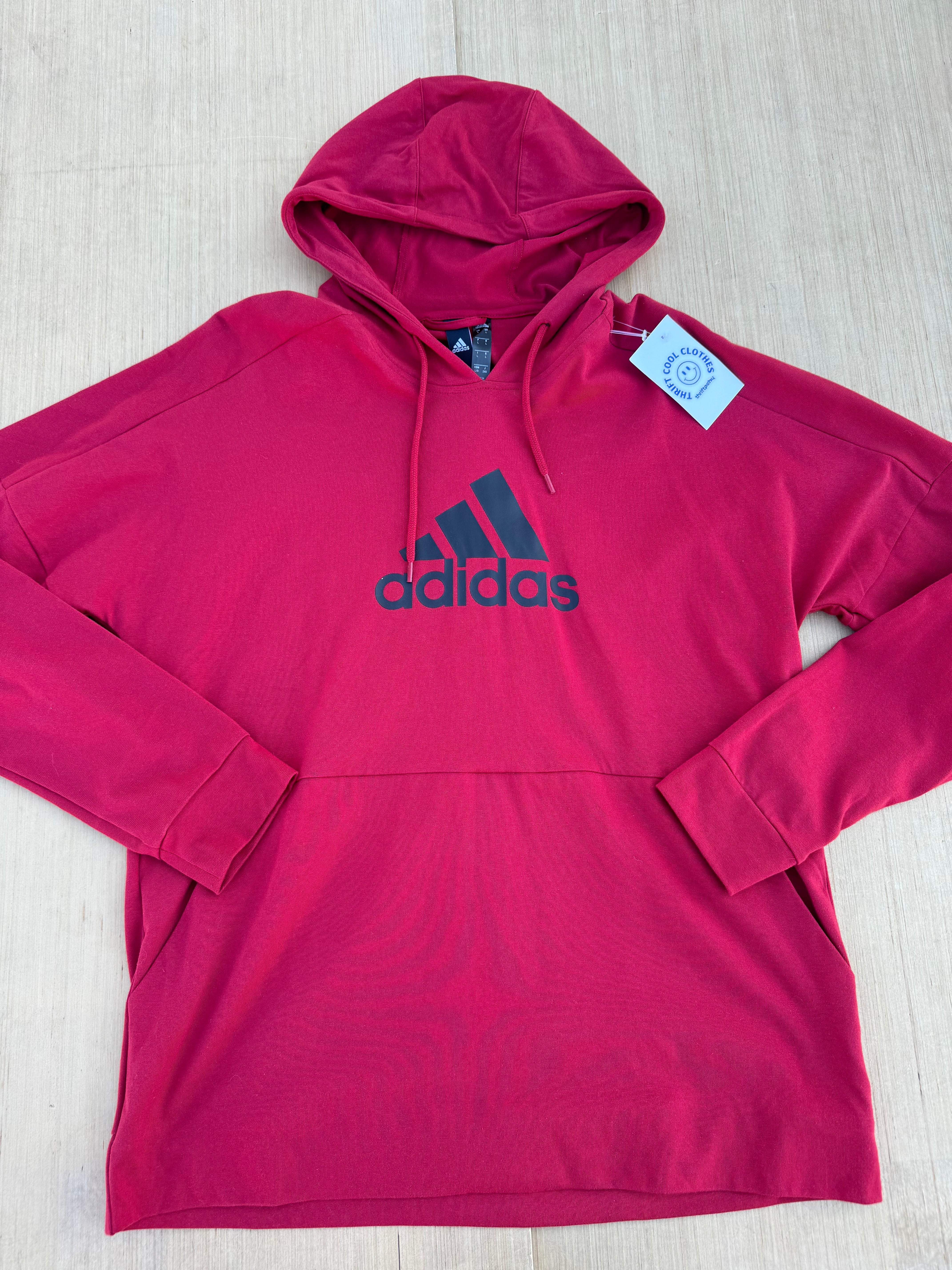 red adidas branded hoodie, L