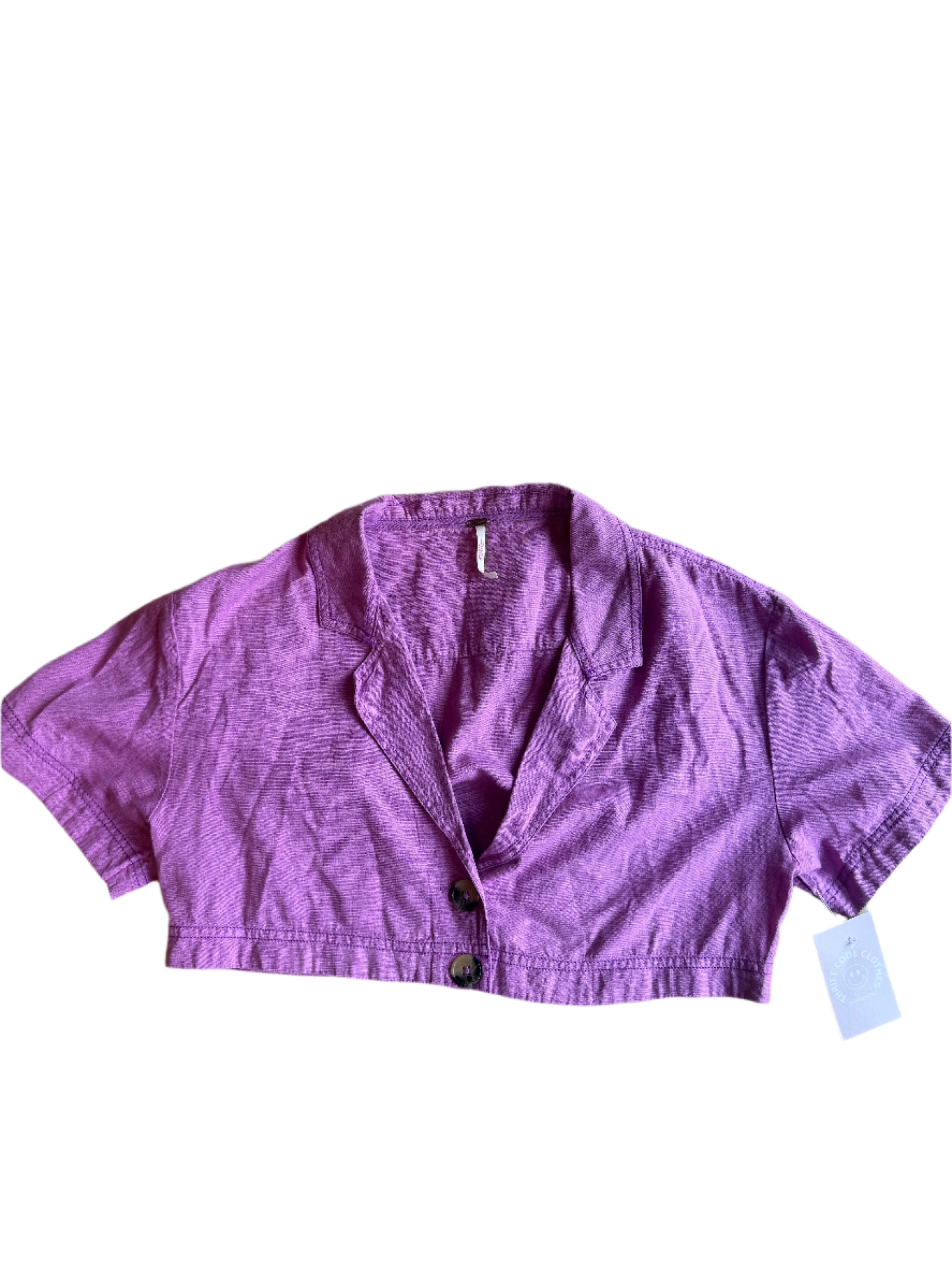 Purple Free people Cropped ss button up, Xs