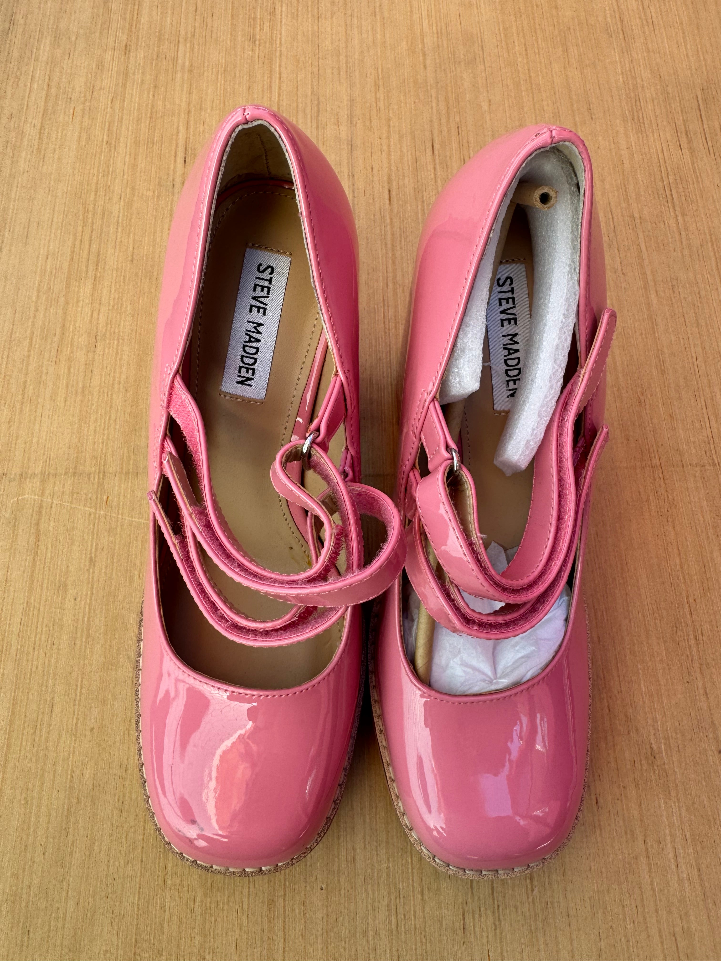 pink steve madden glossy heels, 10