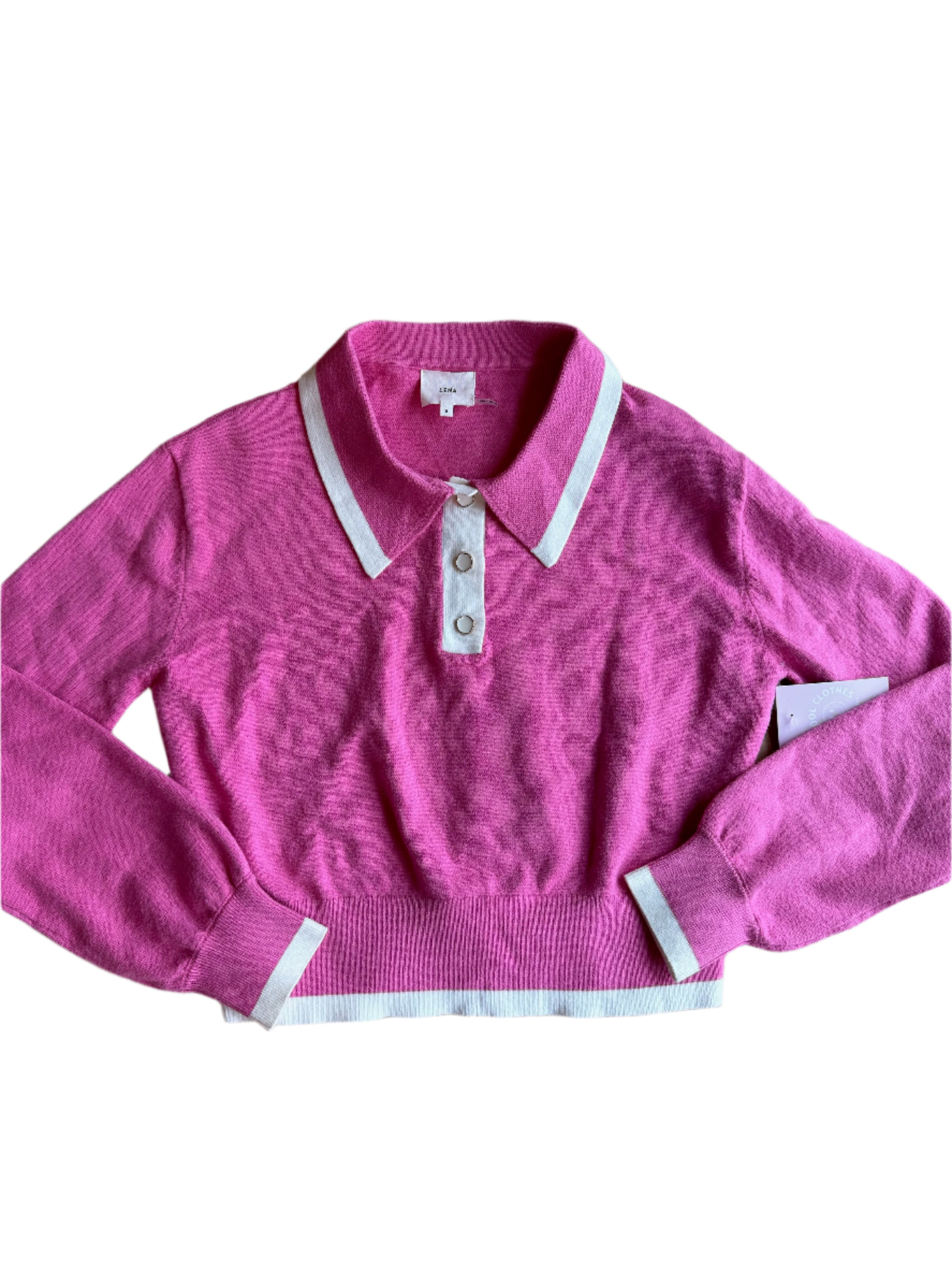 pink lena knit polo, s