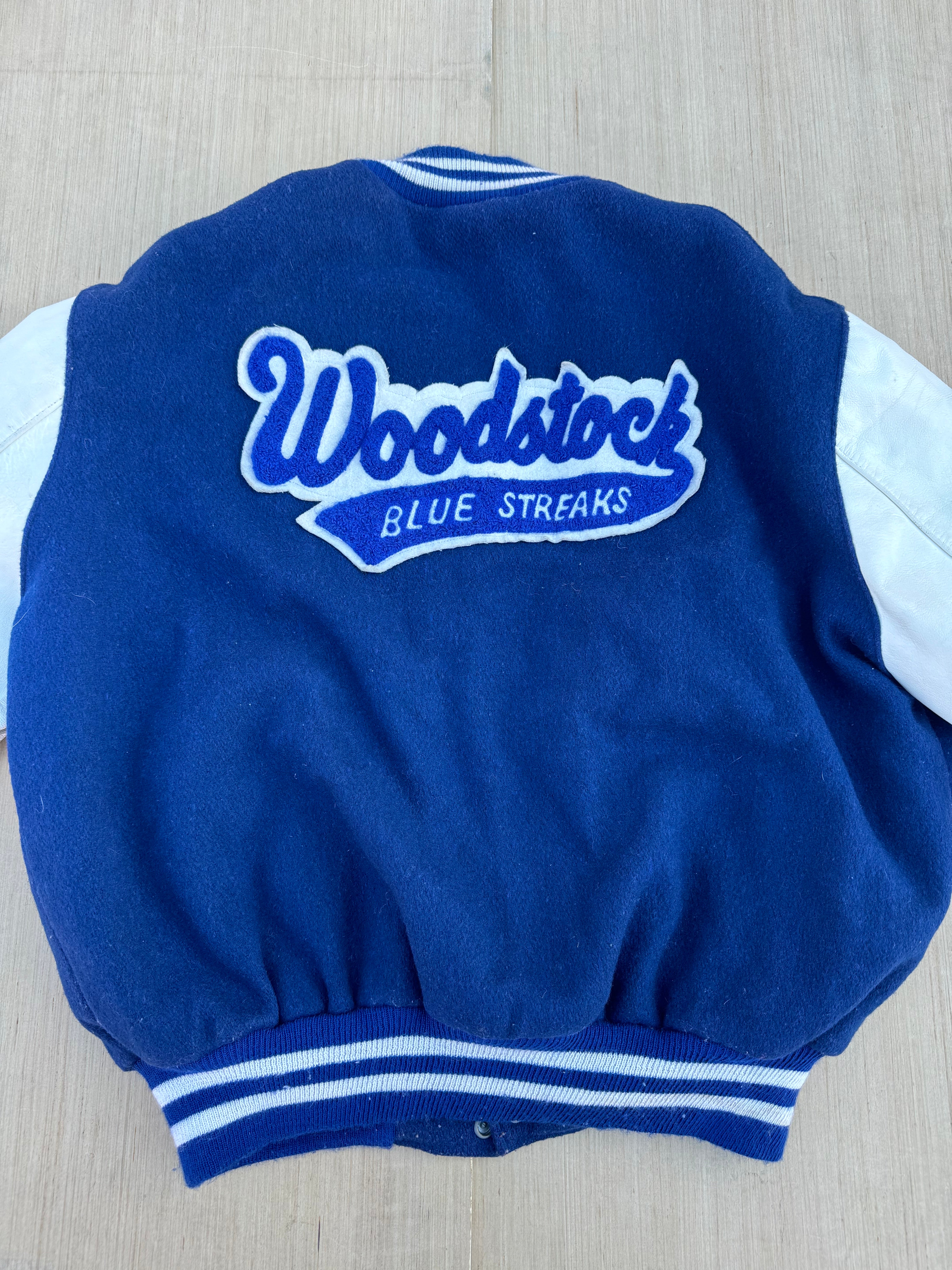 Blue  Vtg Woodstock blue streaks varsity jacket, L