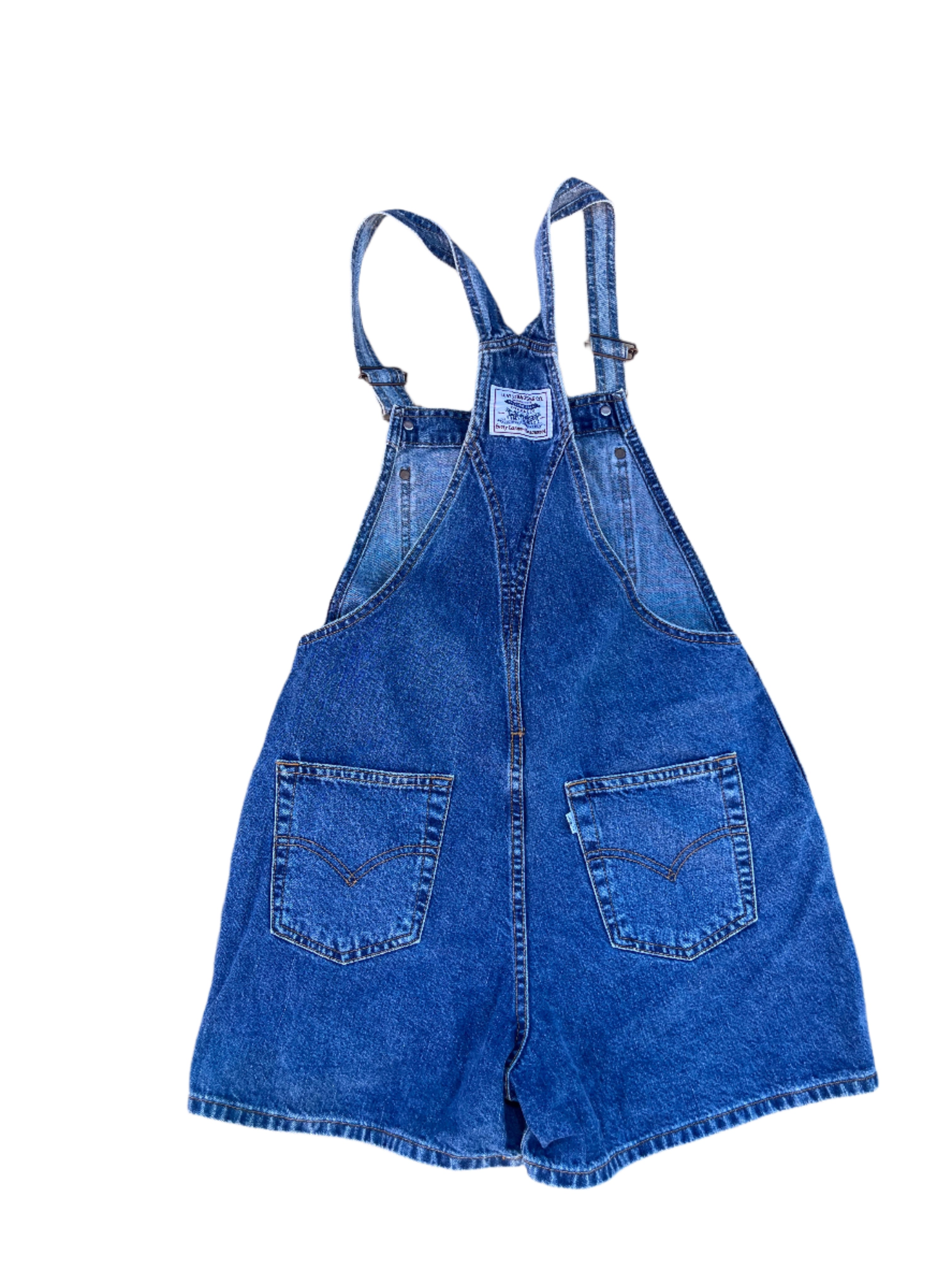 Blue Levi white tab Overall shorts, M