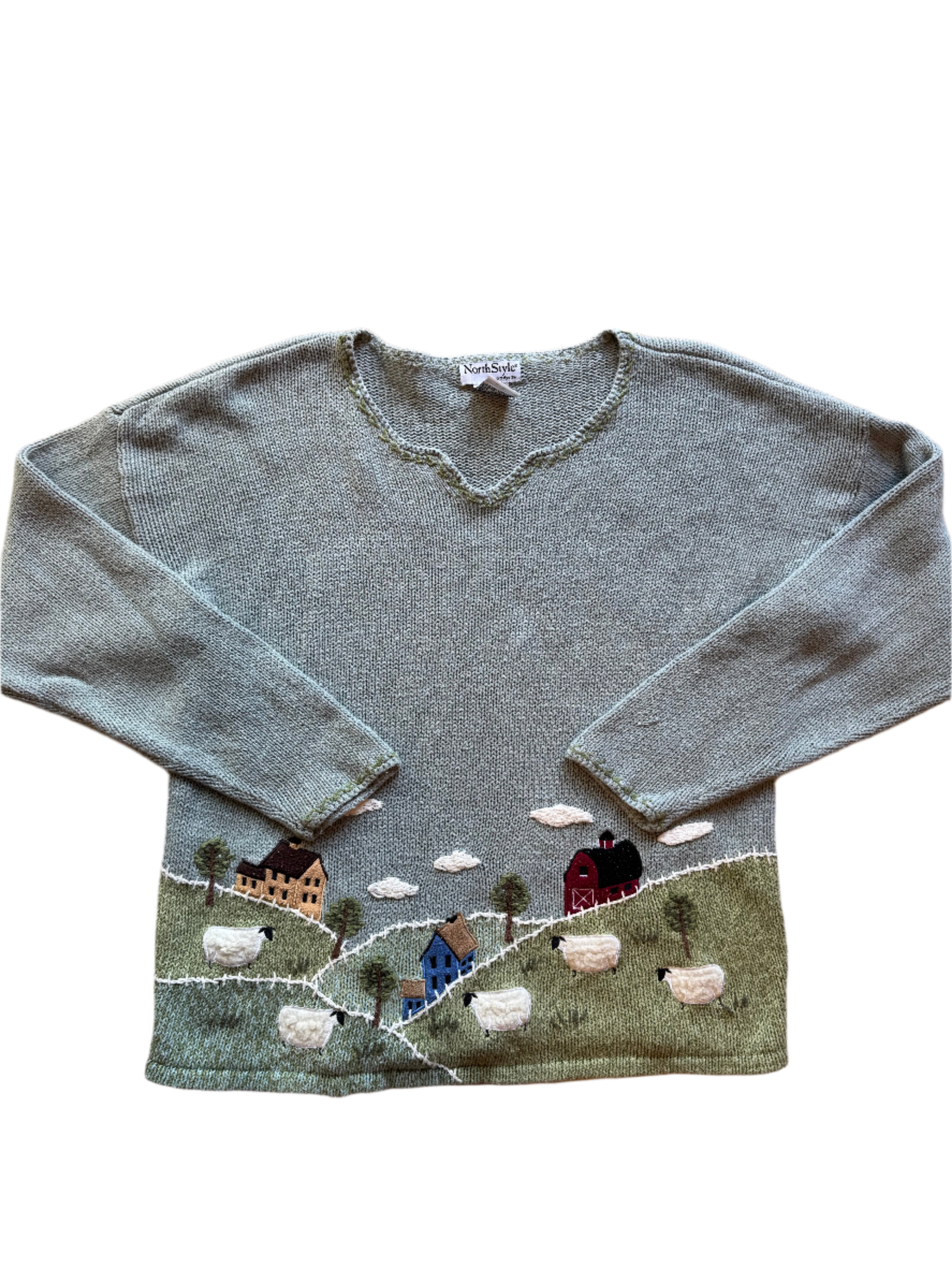 blue north style house w sheep sweater, xl