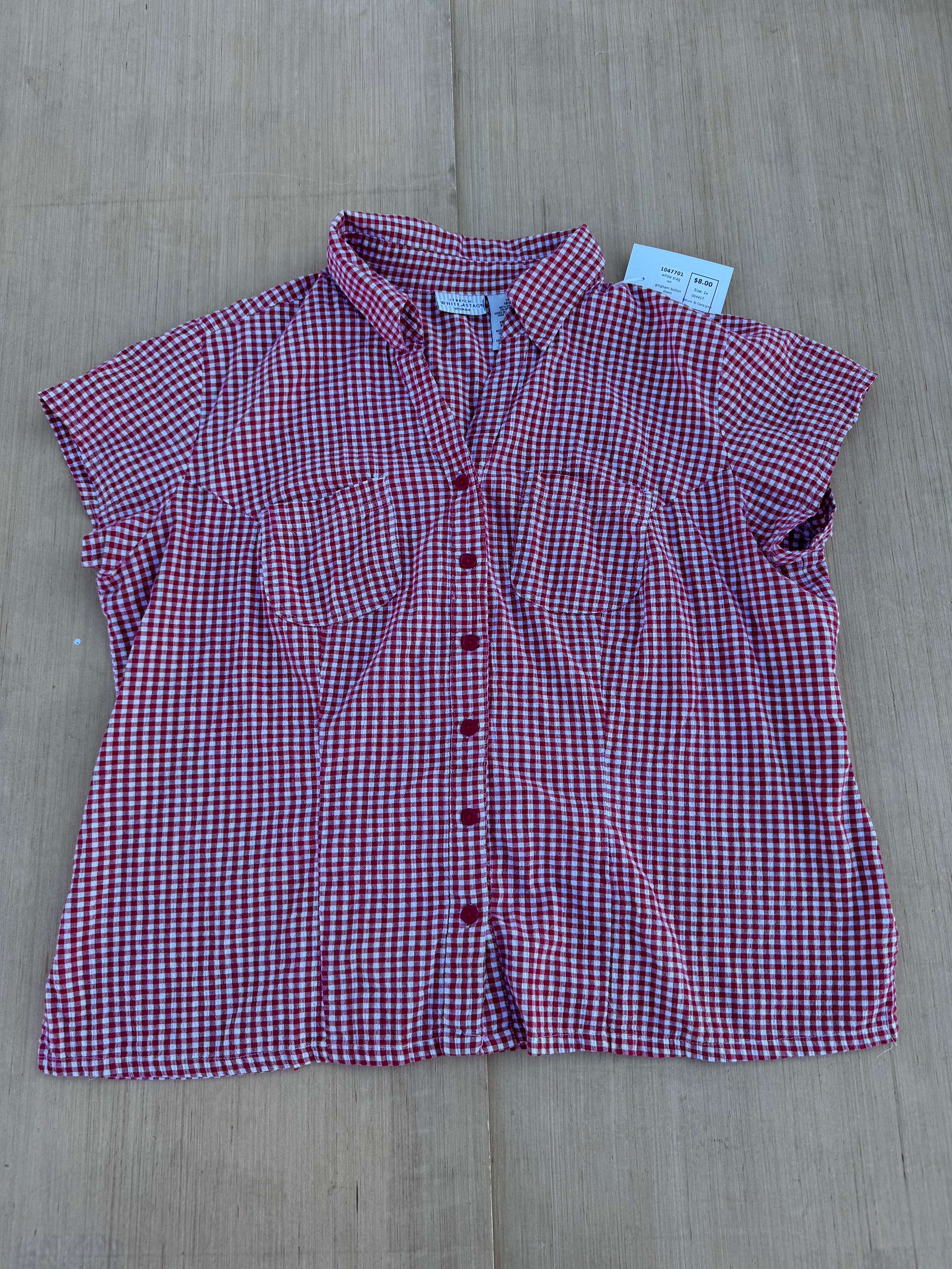 red white stag gingham button down, 1x