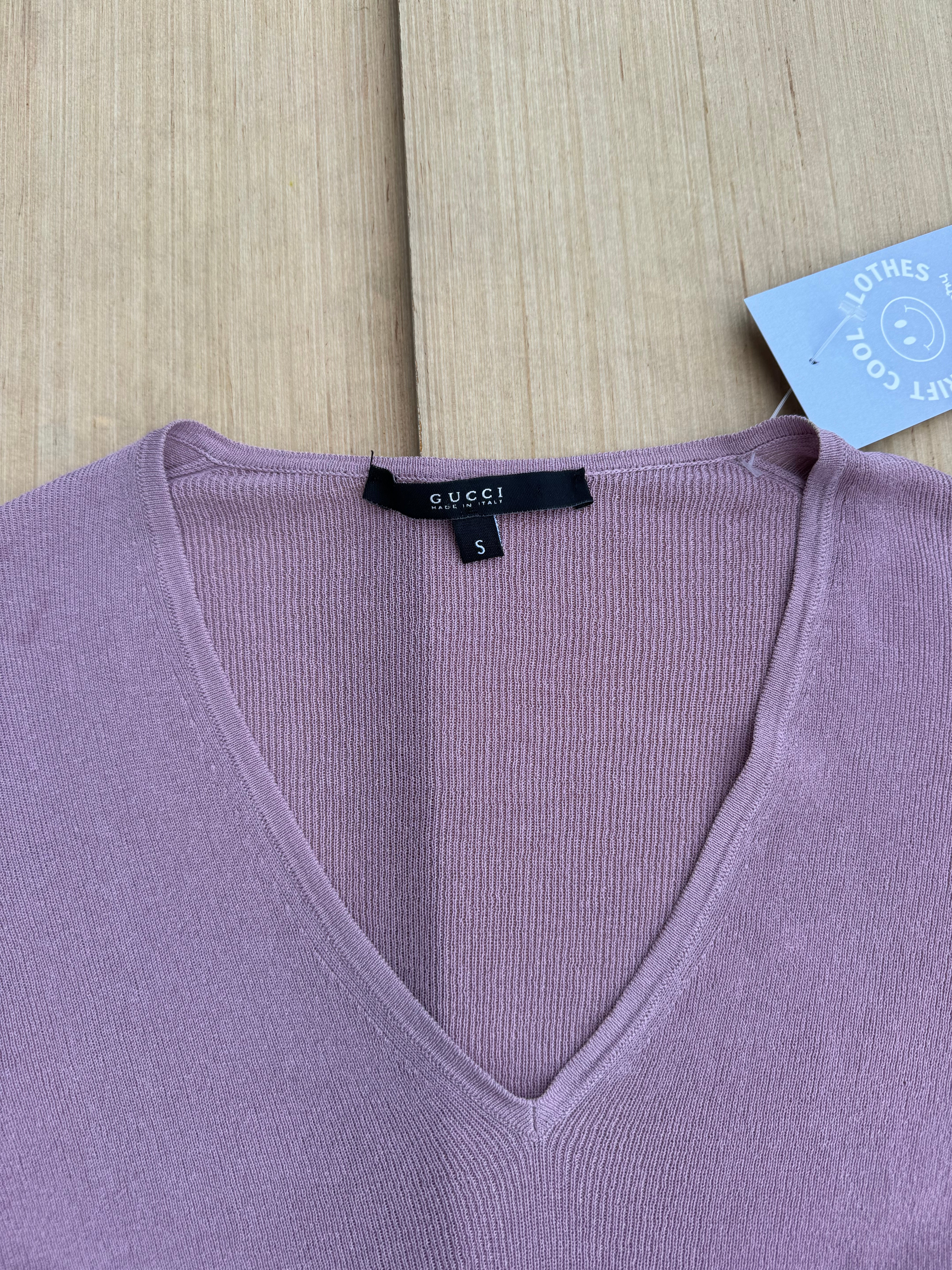 mauve gucci v neck ls, s