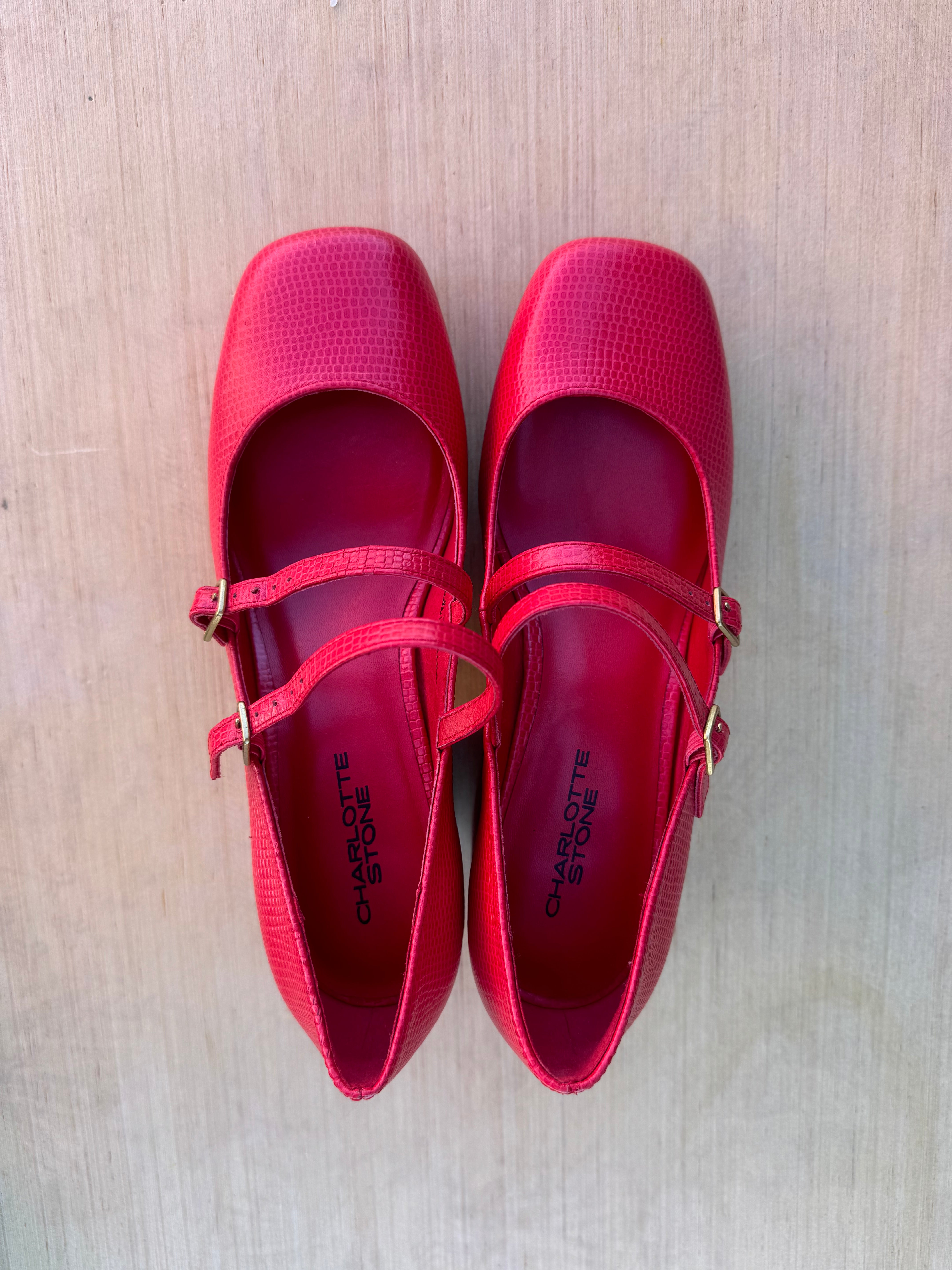 brand new red Charlotte Stone Shoes mary janes, 9