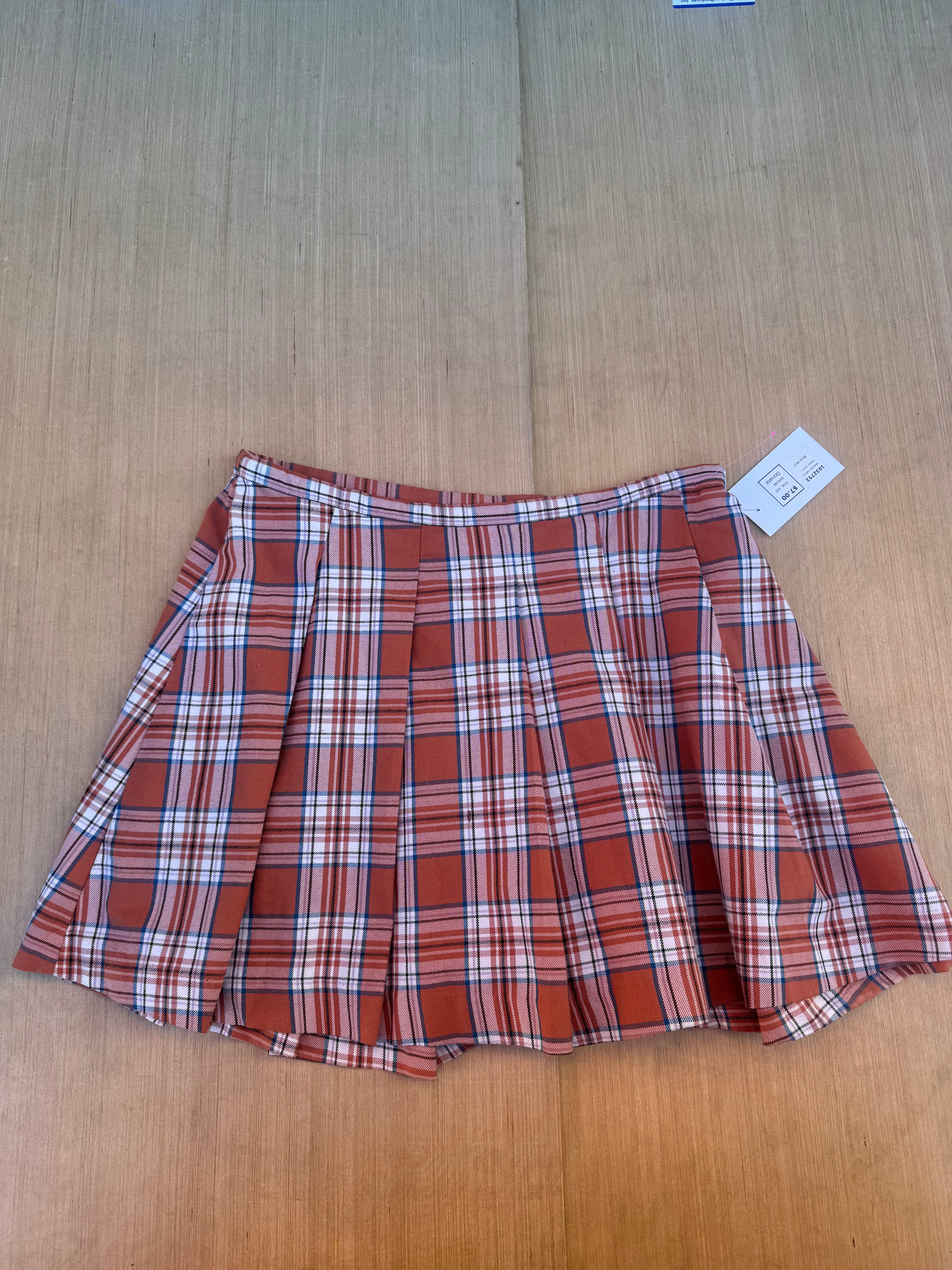 brown orange wonder nation plaid skirt, xxl