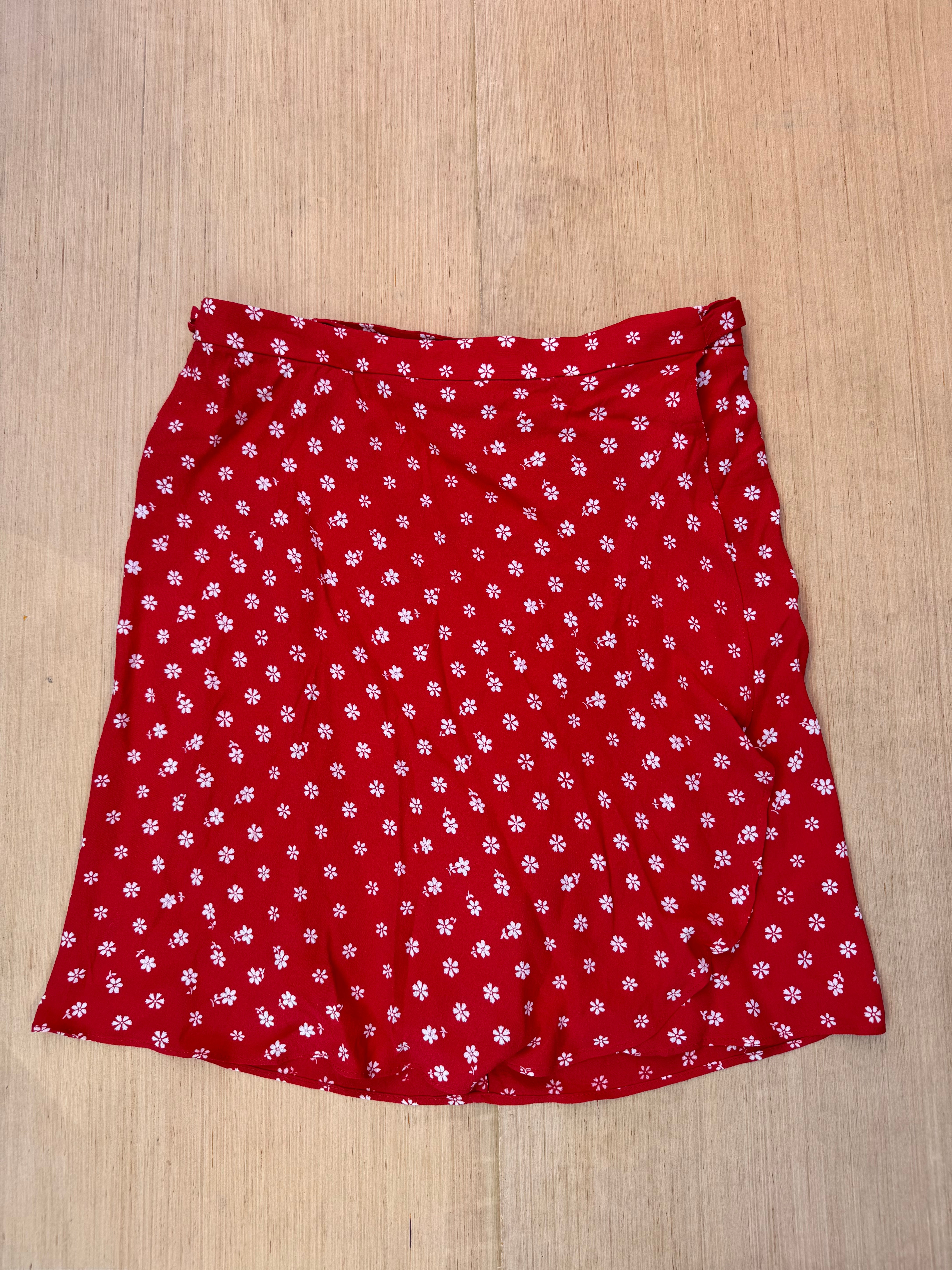 red tan madewell floral mini wrap skirt, 2