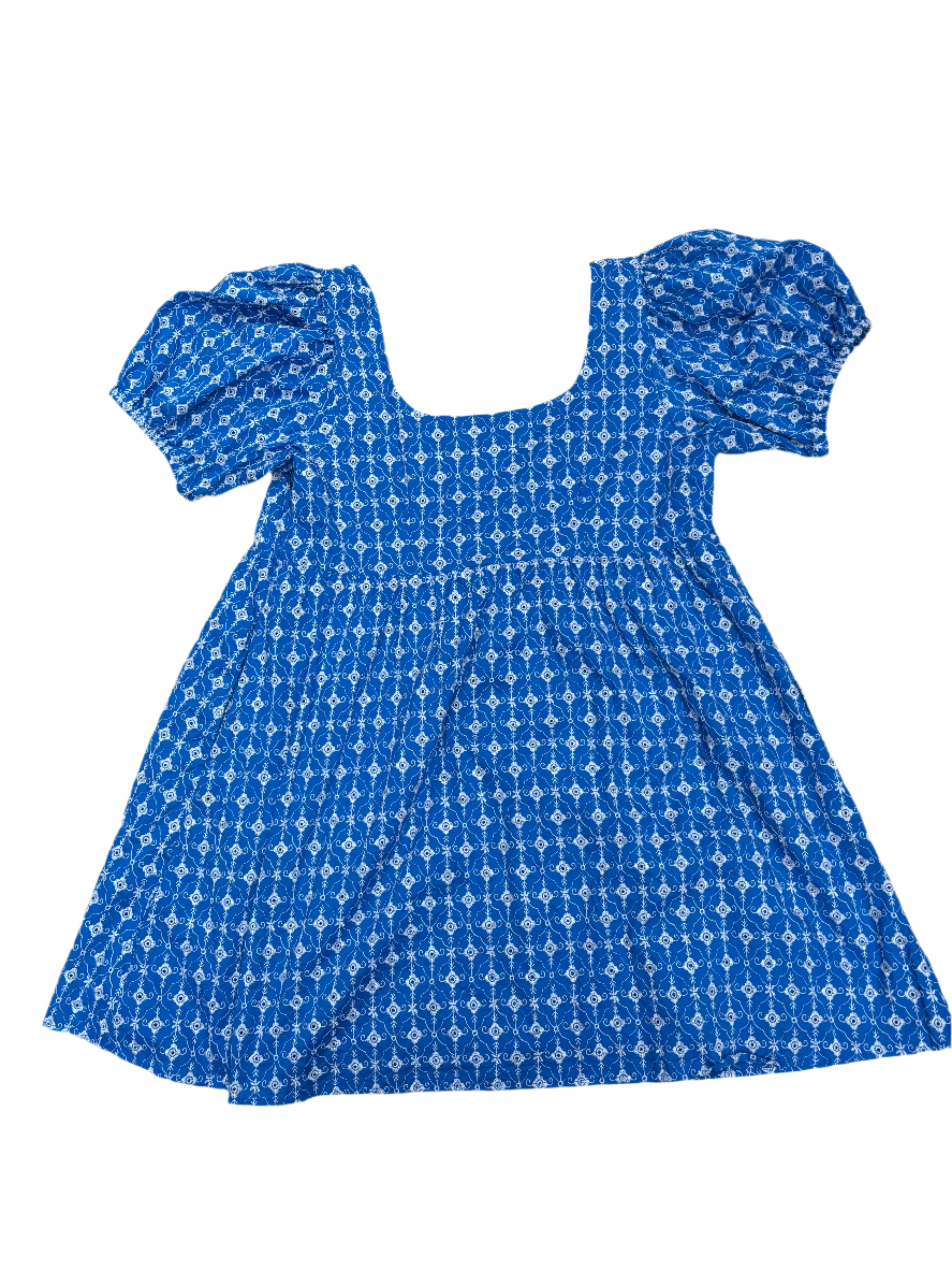 blue rhode pattern eyelet dress, 1x