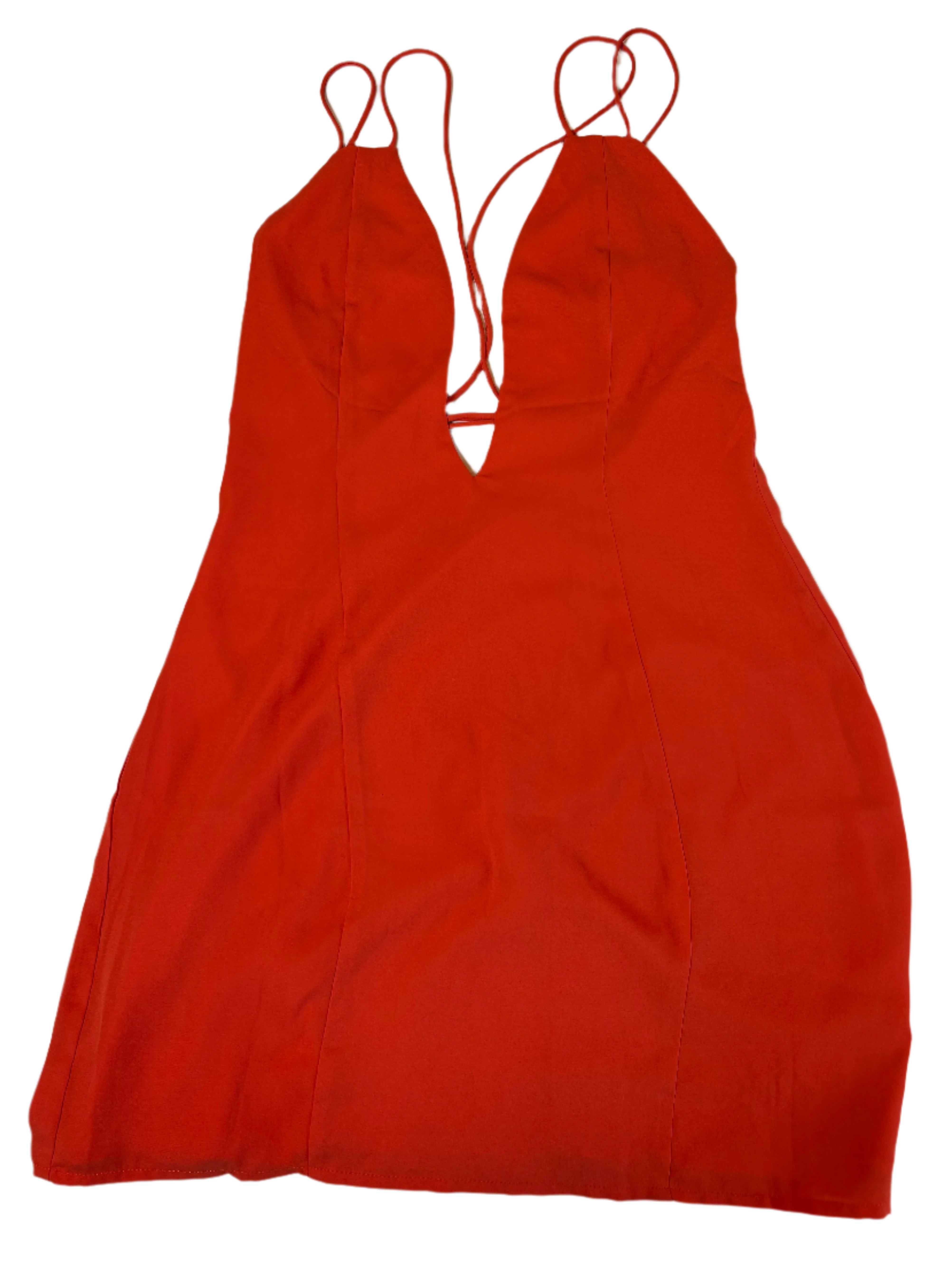 coral superdown strappy dress, m