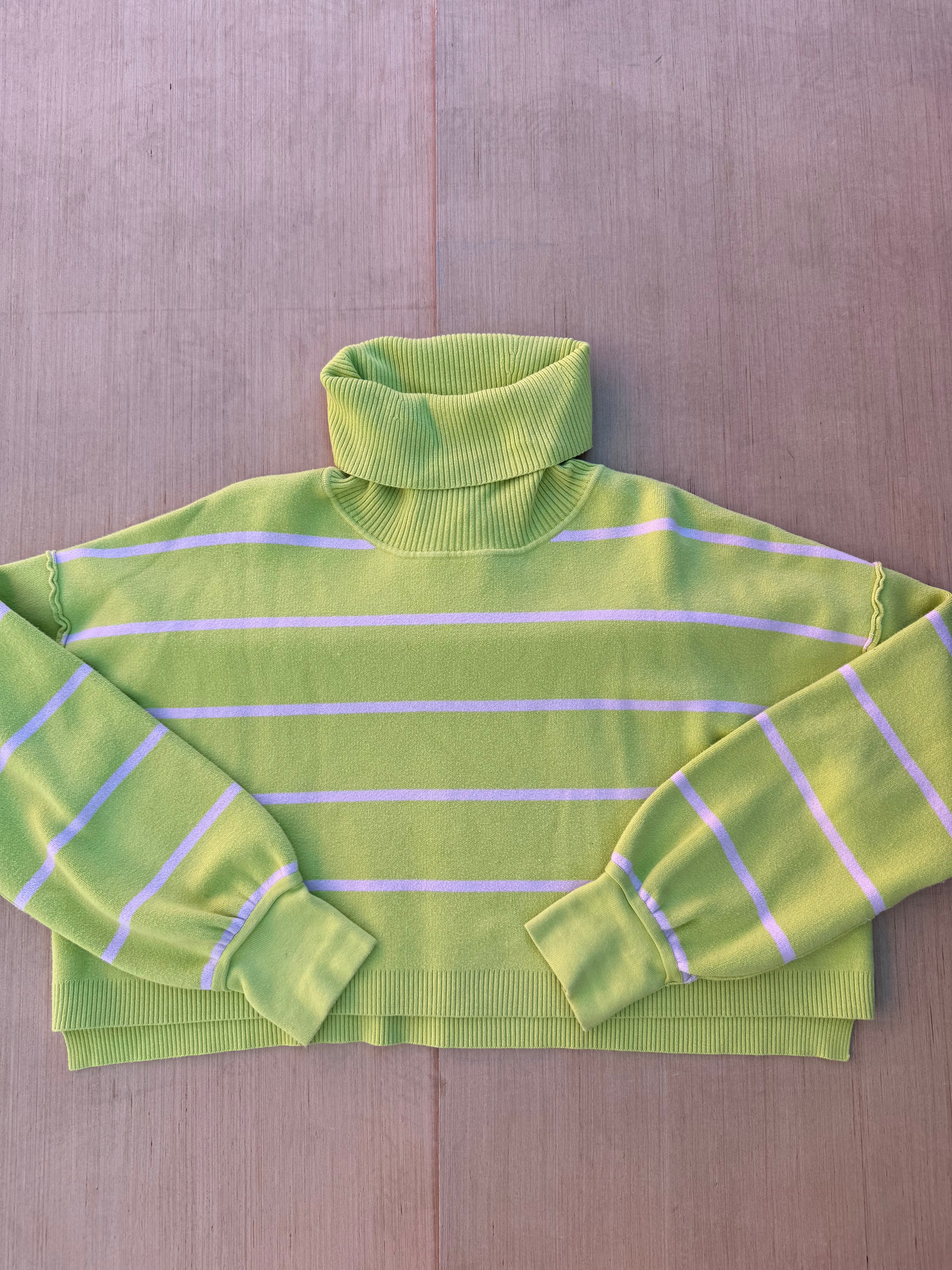 green free people striped turtle neck, s