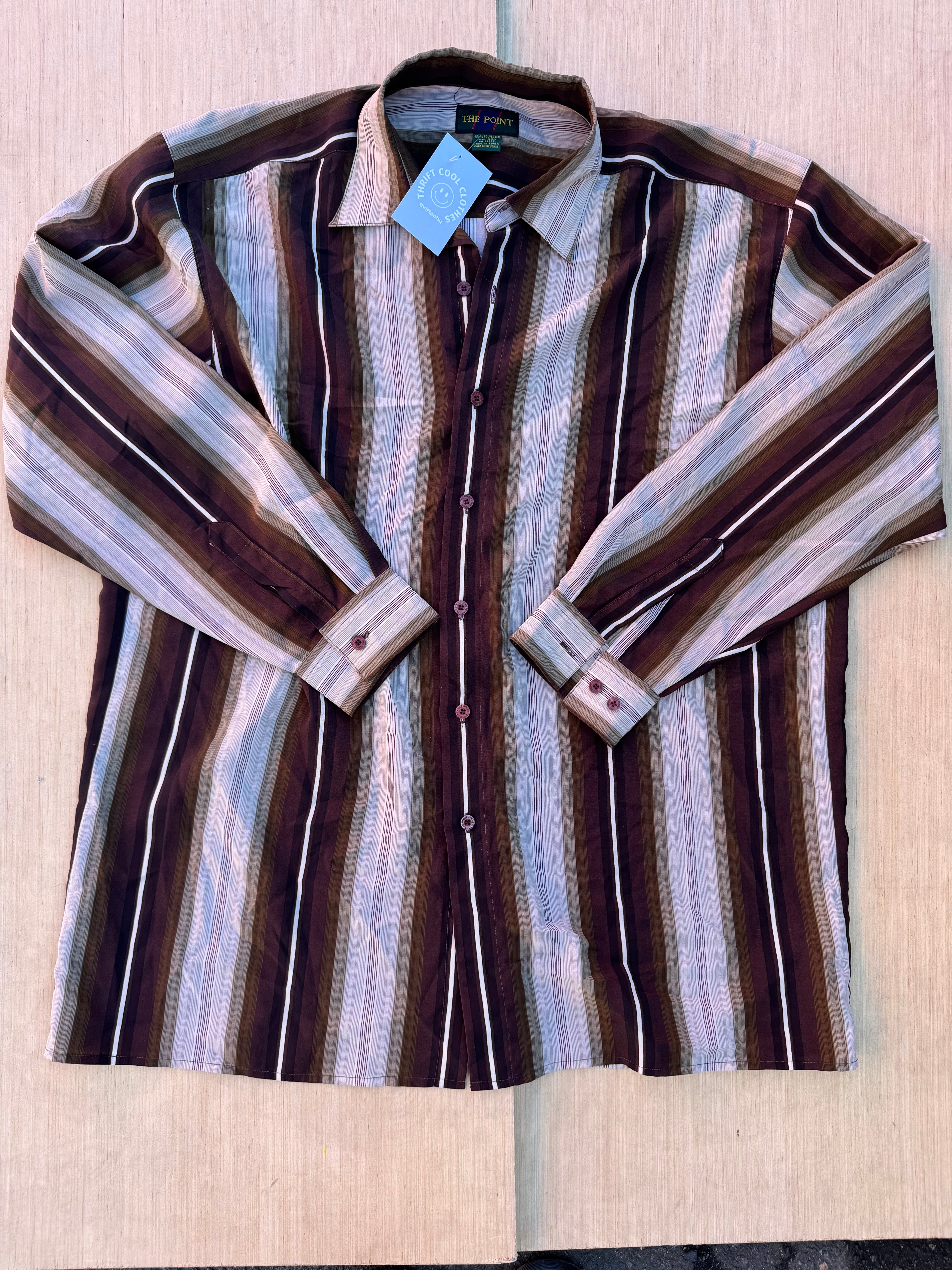 brown the point striped button down, xxl