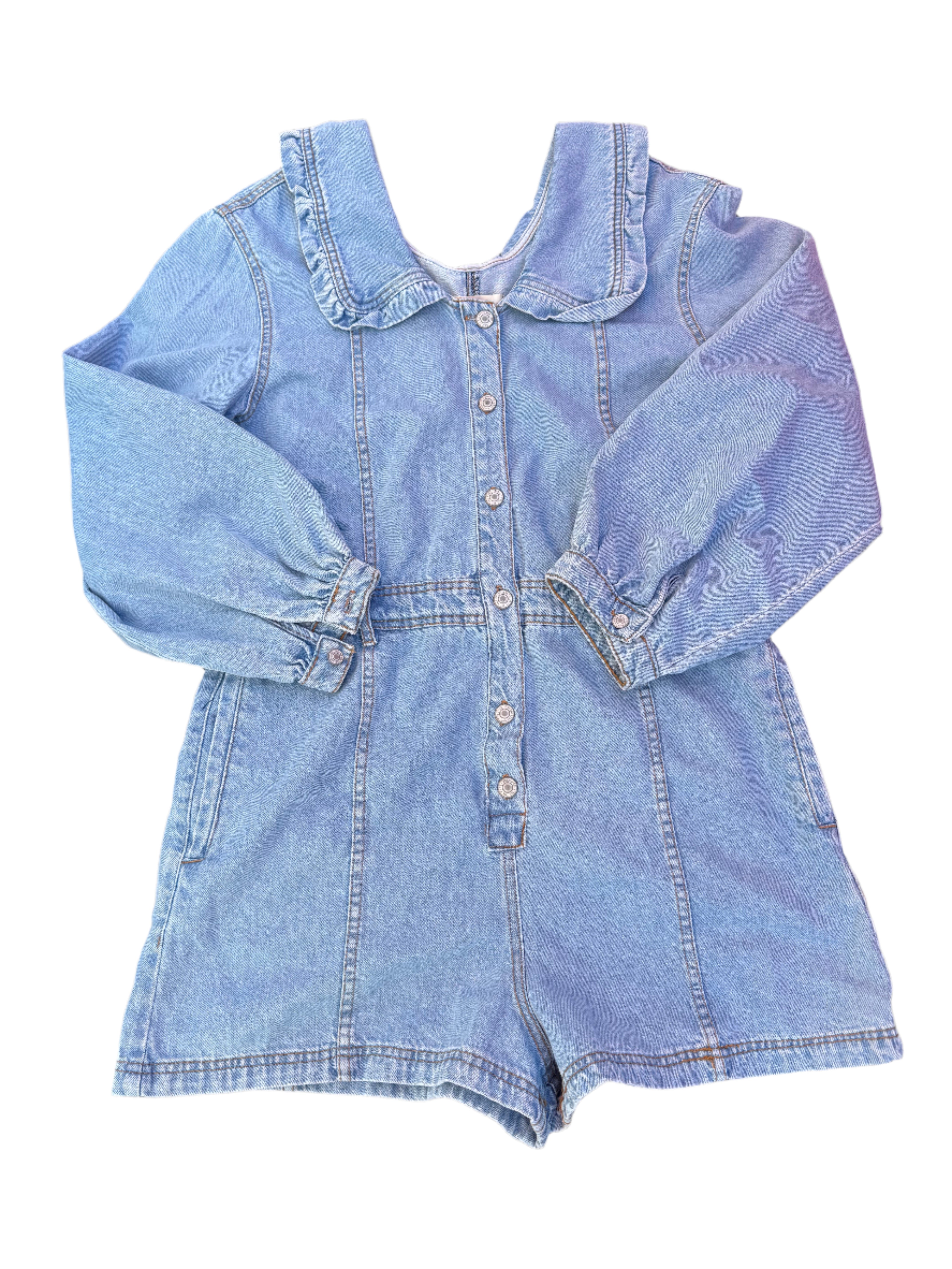 blue we the free nwt collared denim romper, L