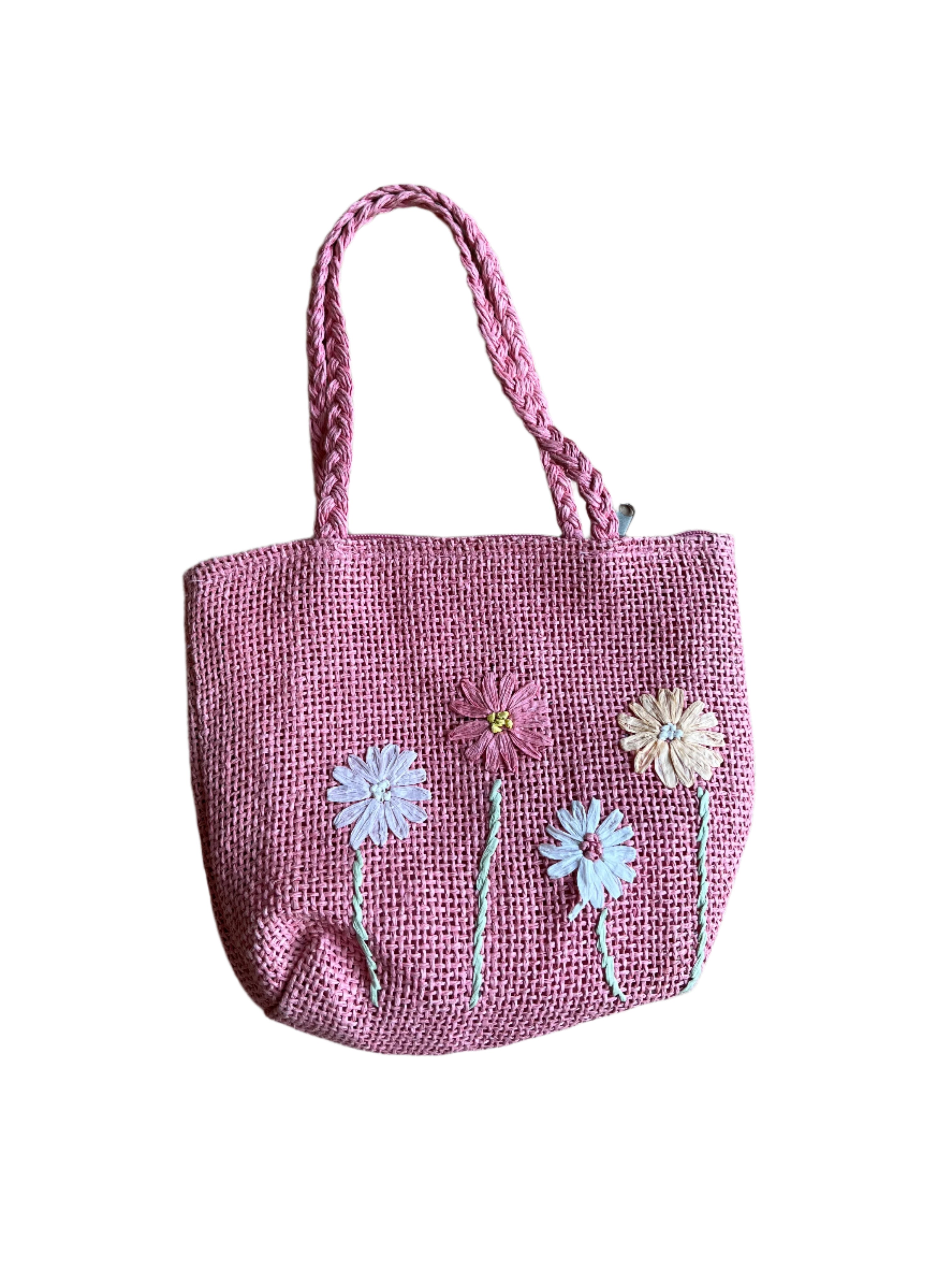 Pink  weave floral purse