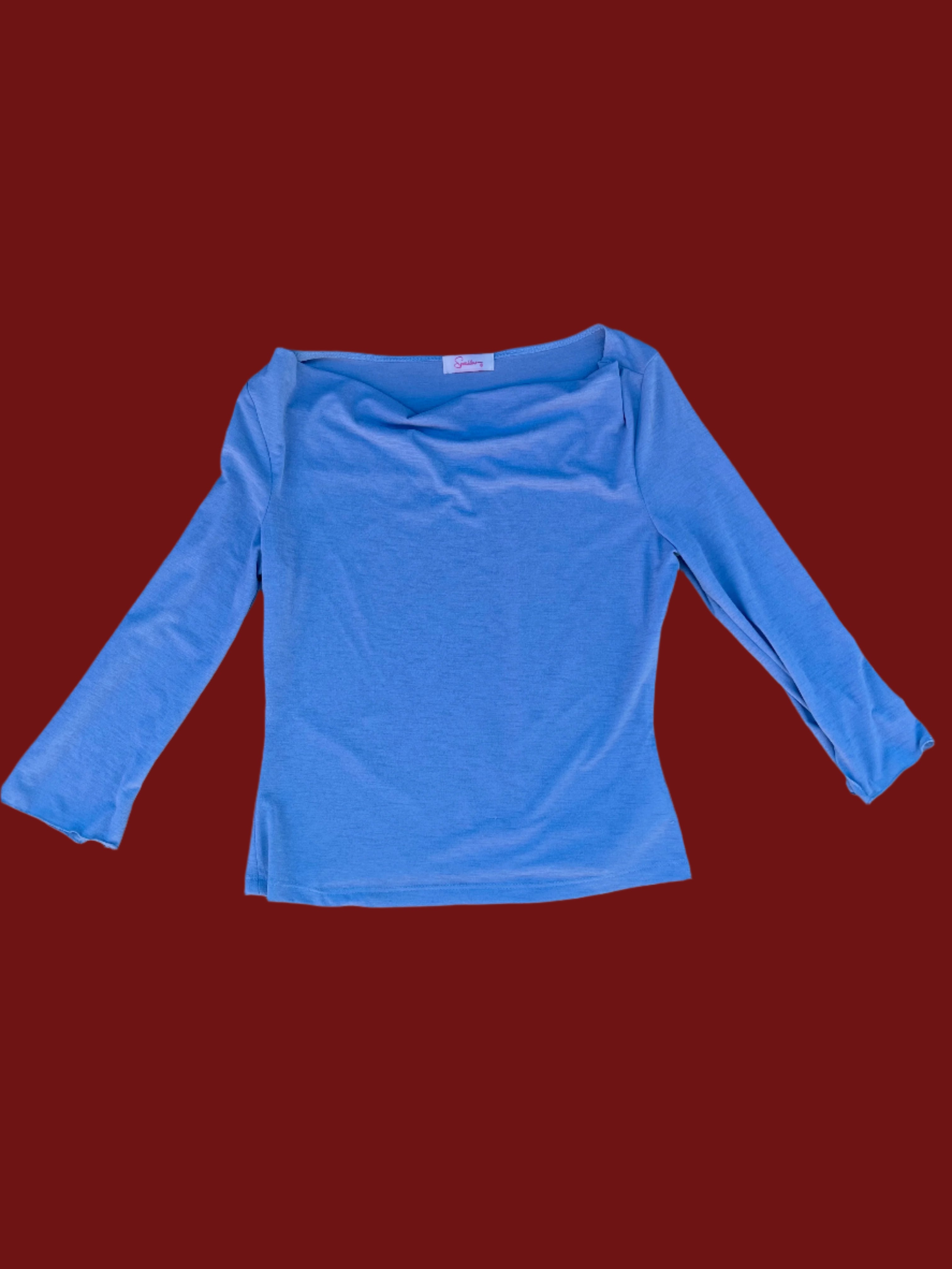 blue speechless wide neck quarter sleeve top, m