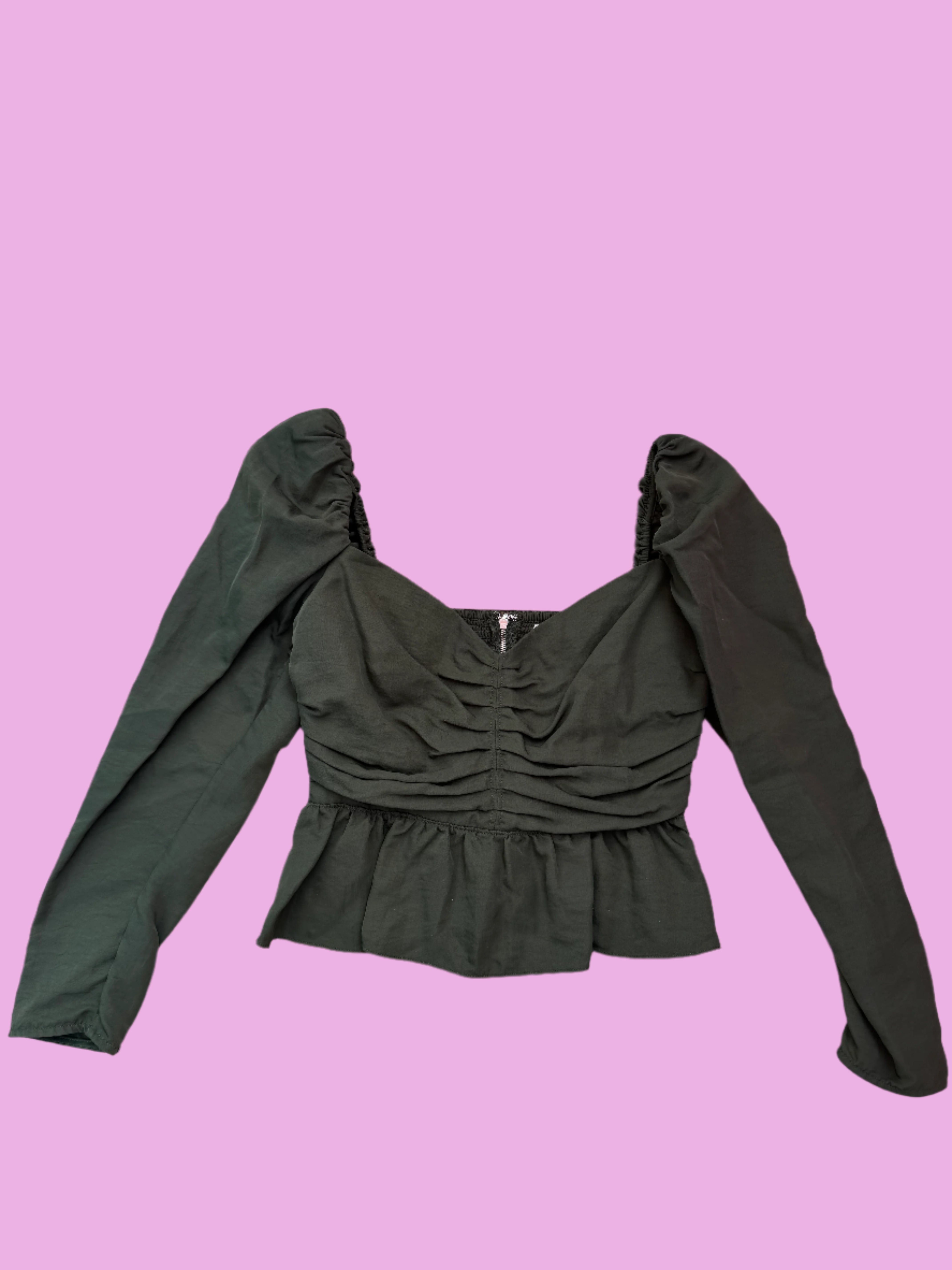 green wilfred ruffle crop blouse, s