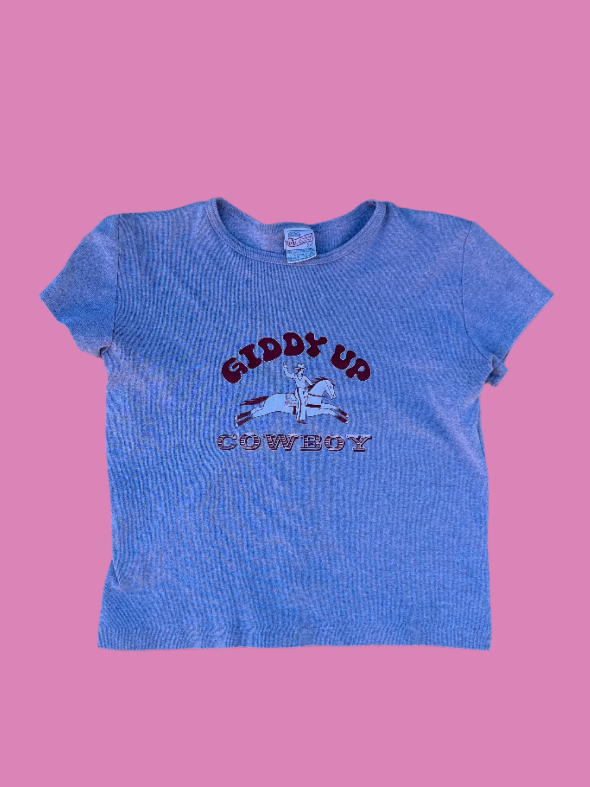 grey au cotton true vtg giddy up baby tee, s