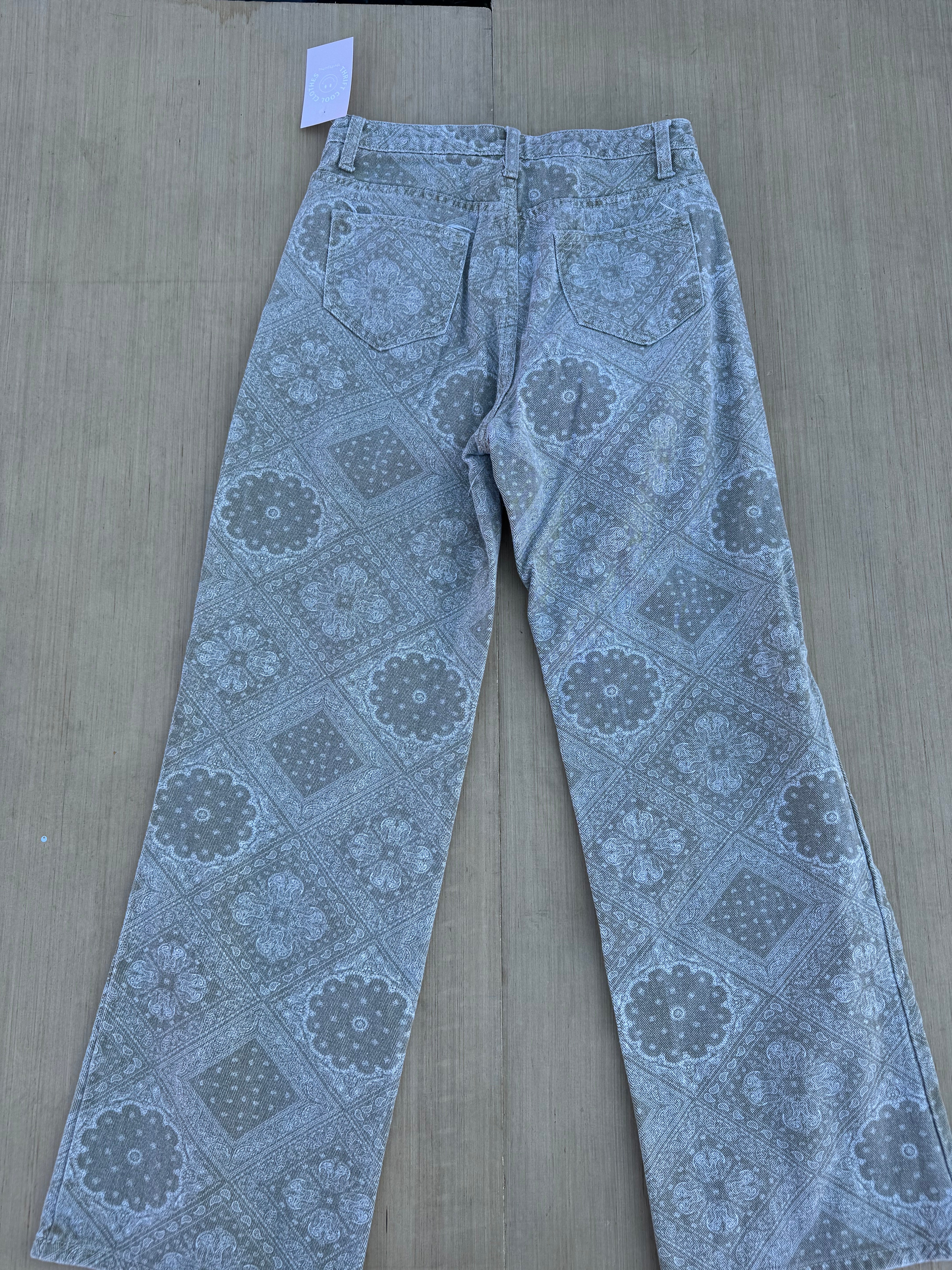 khaki bailey rose paisley pants, m