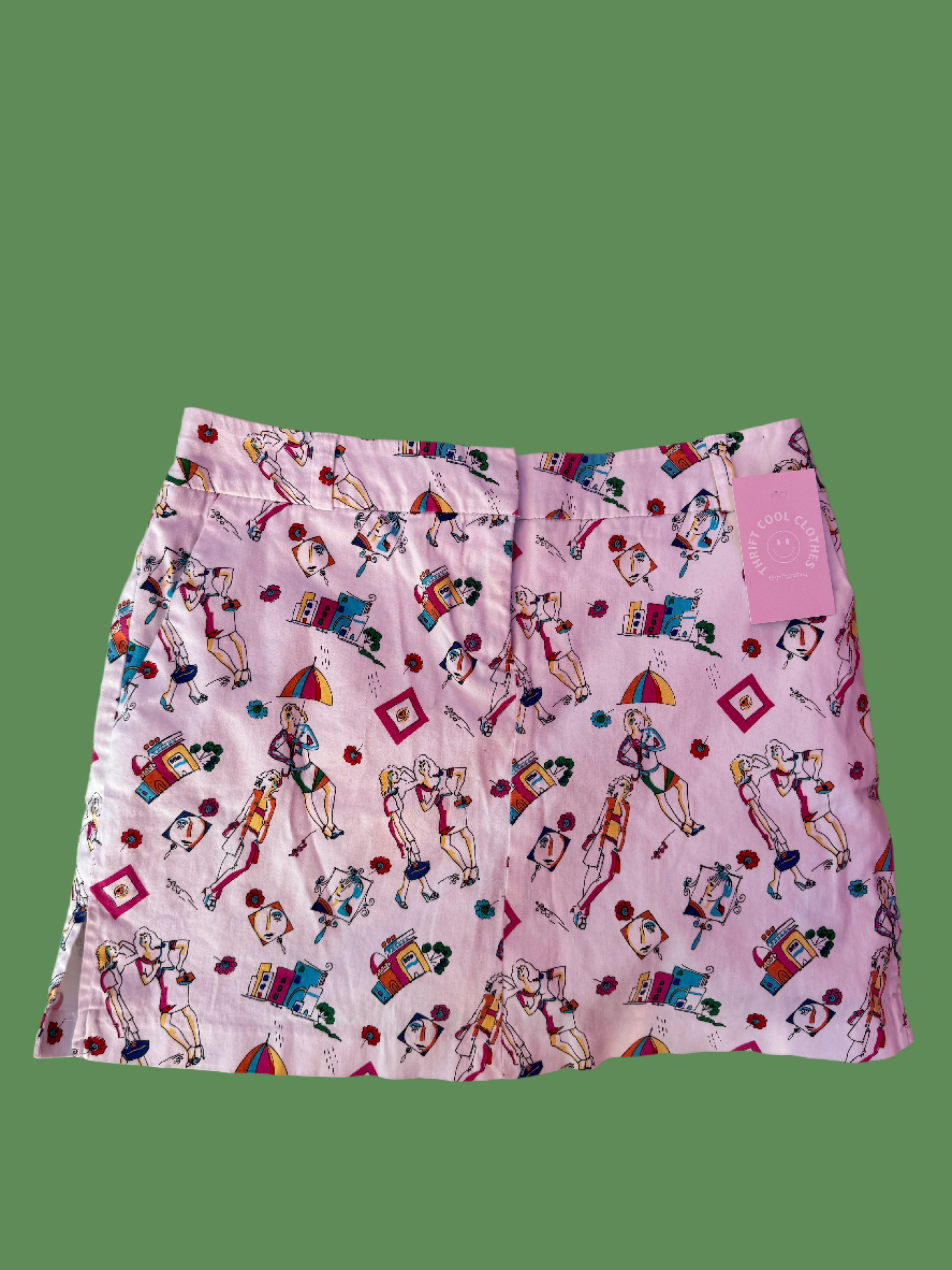 white pink blue attyre doodle girly shopping skort, 6