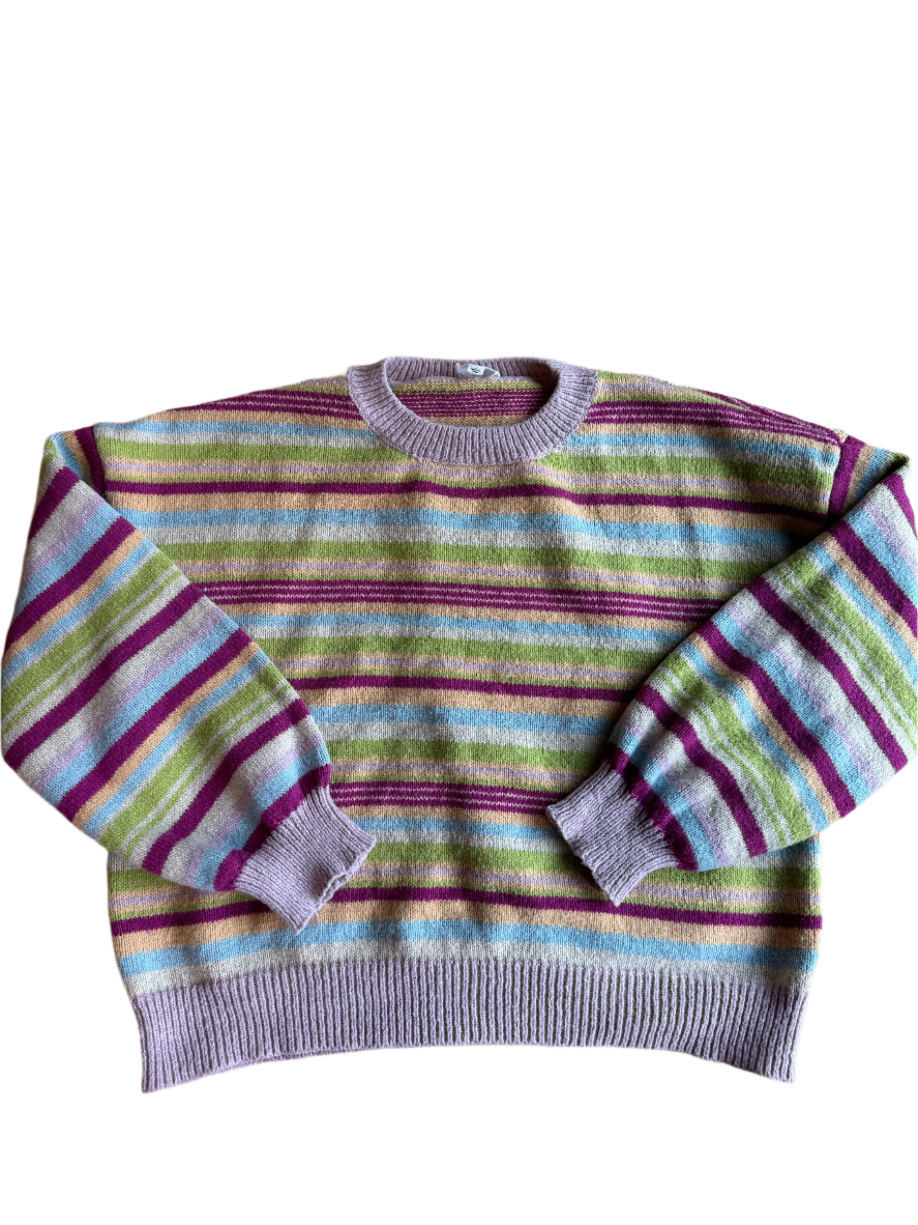 Purple green Le lis Striped sweater, L