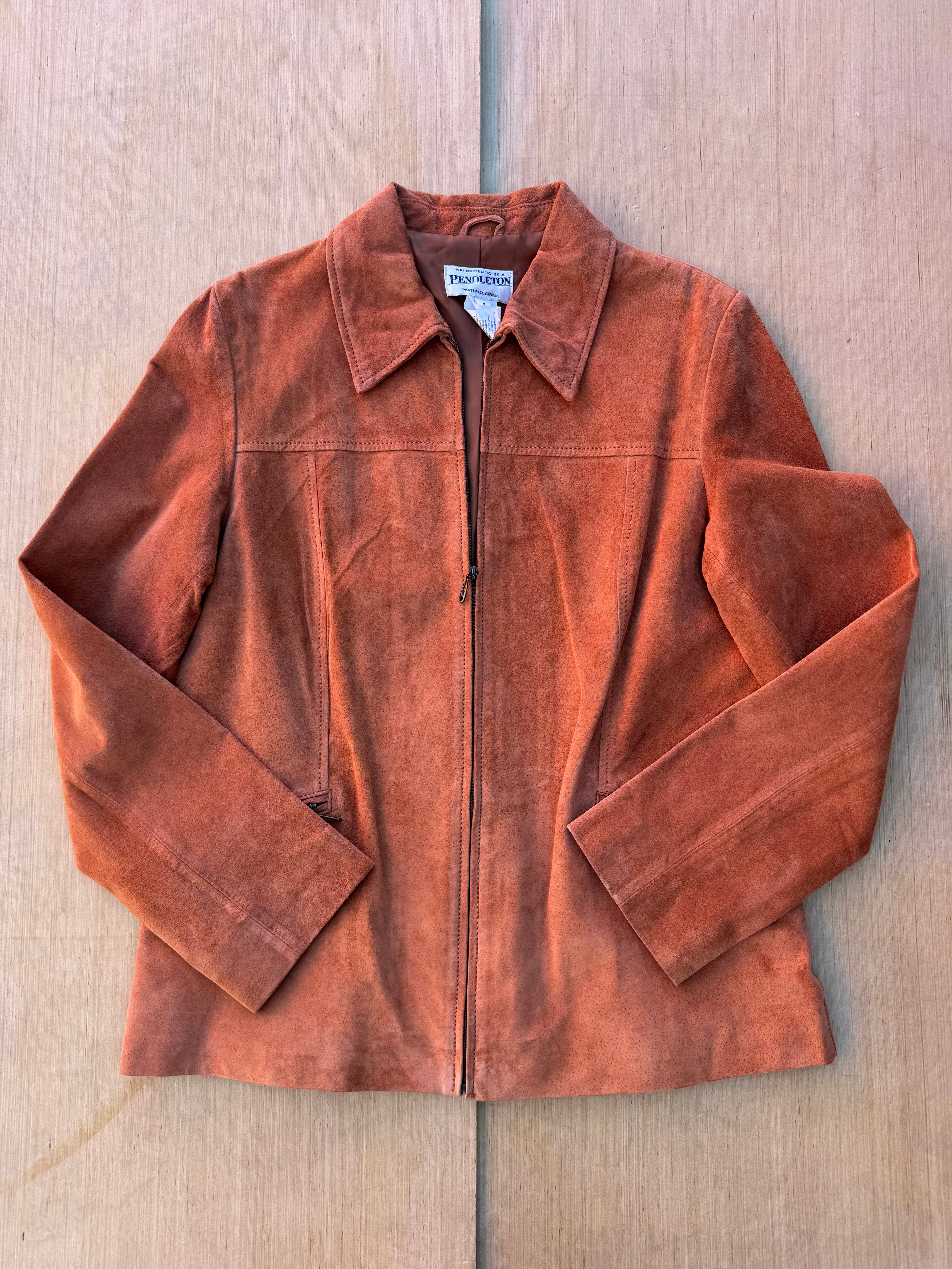 brown pendleton suede vtg shacket, s