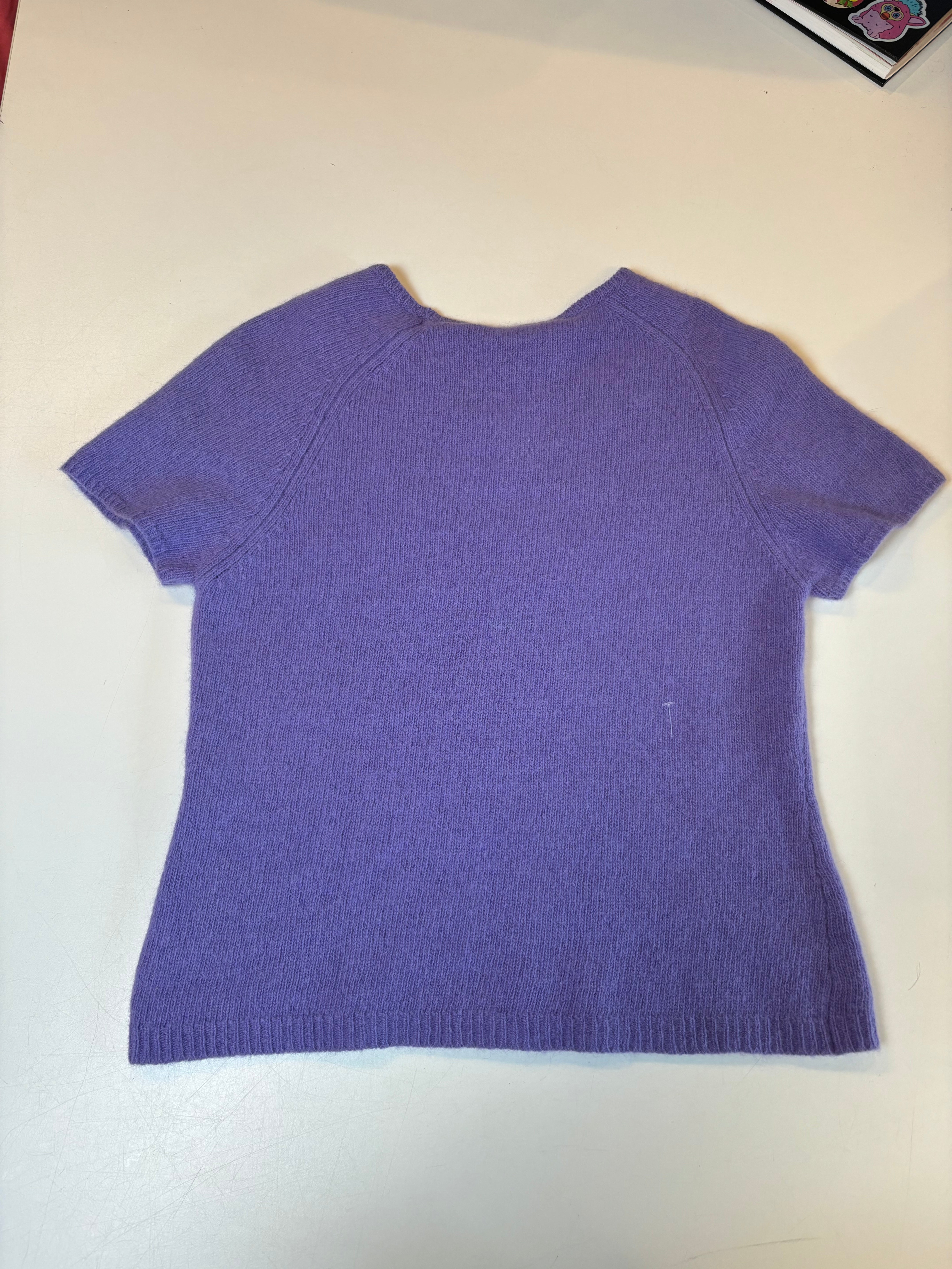 purple kathie lee wool ss sweater, m