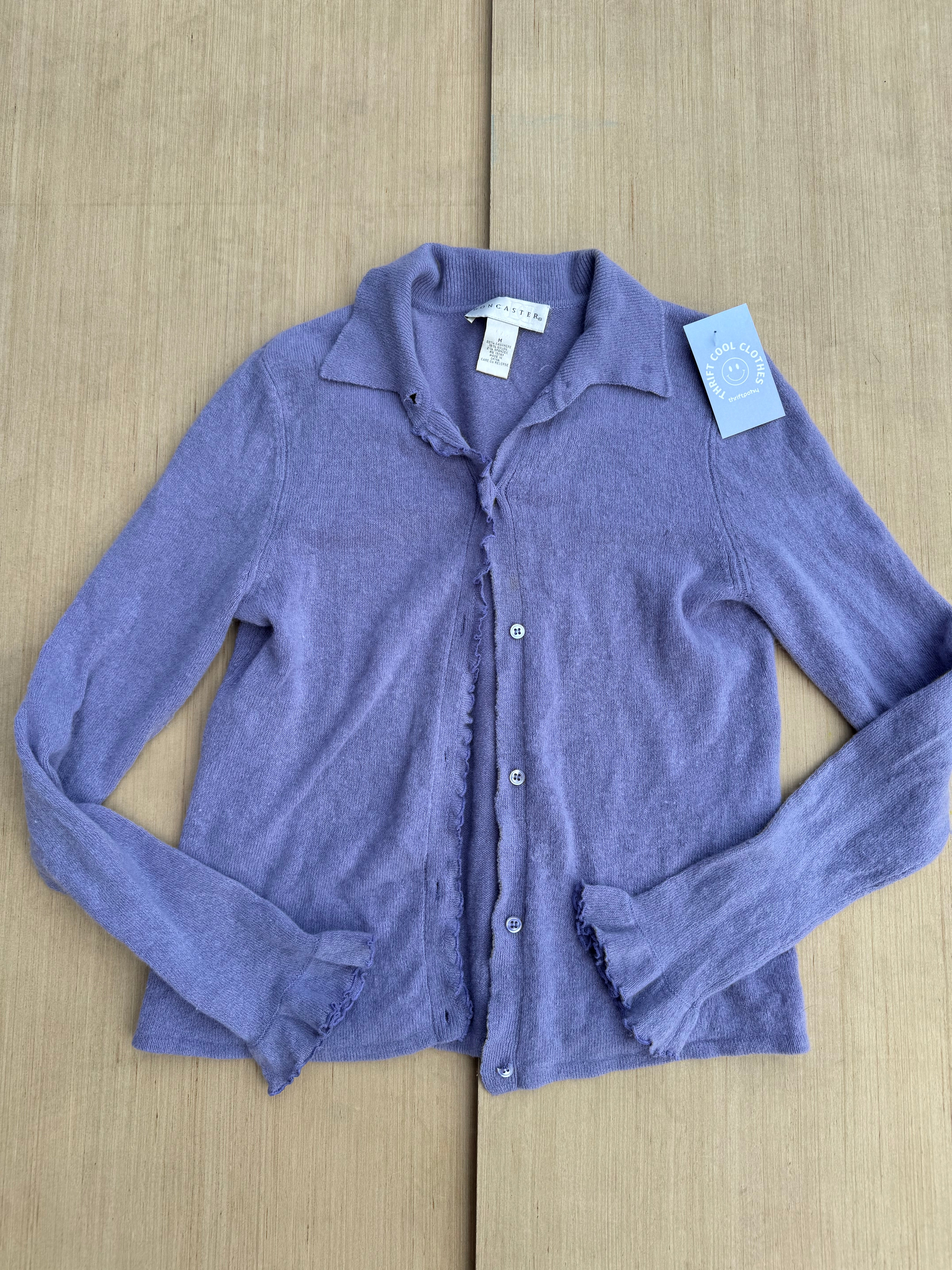 purple don caster cashmere cardigan, m