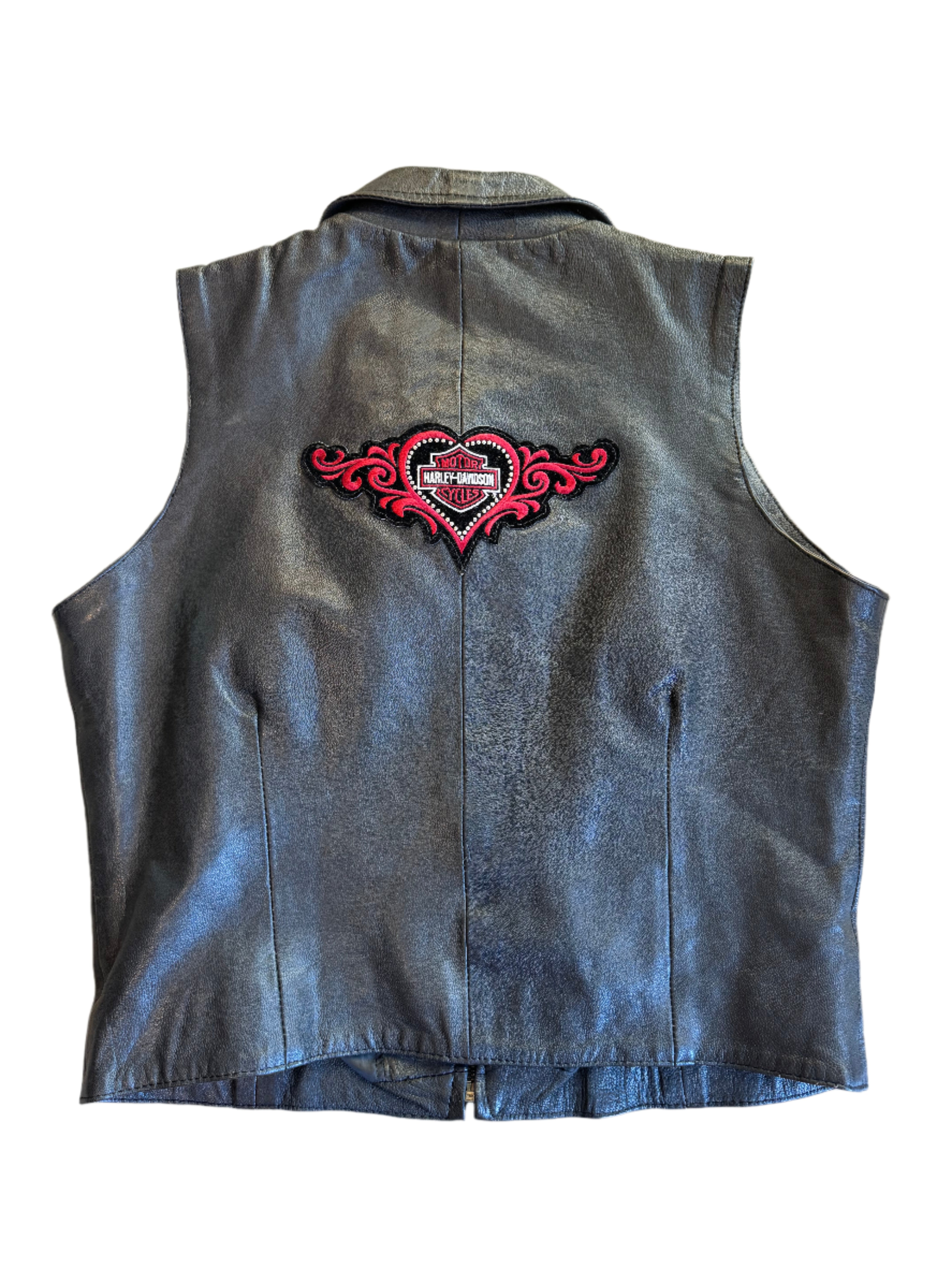 black harley davidson leather vest, XL