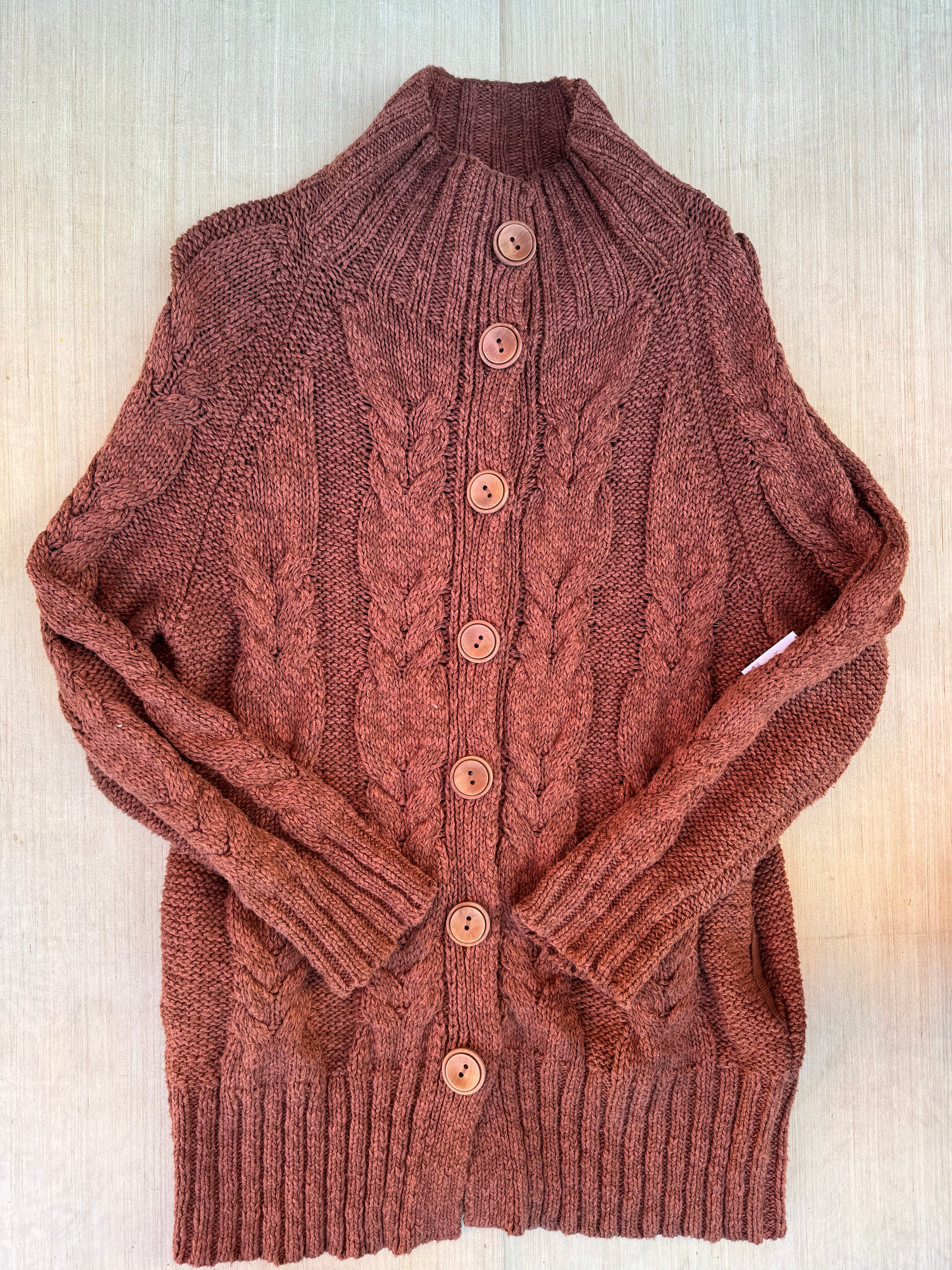 brown free people thick cardigan, s