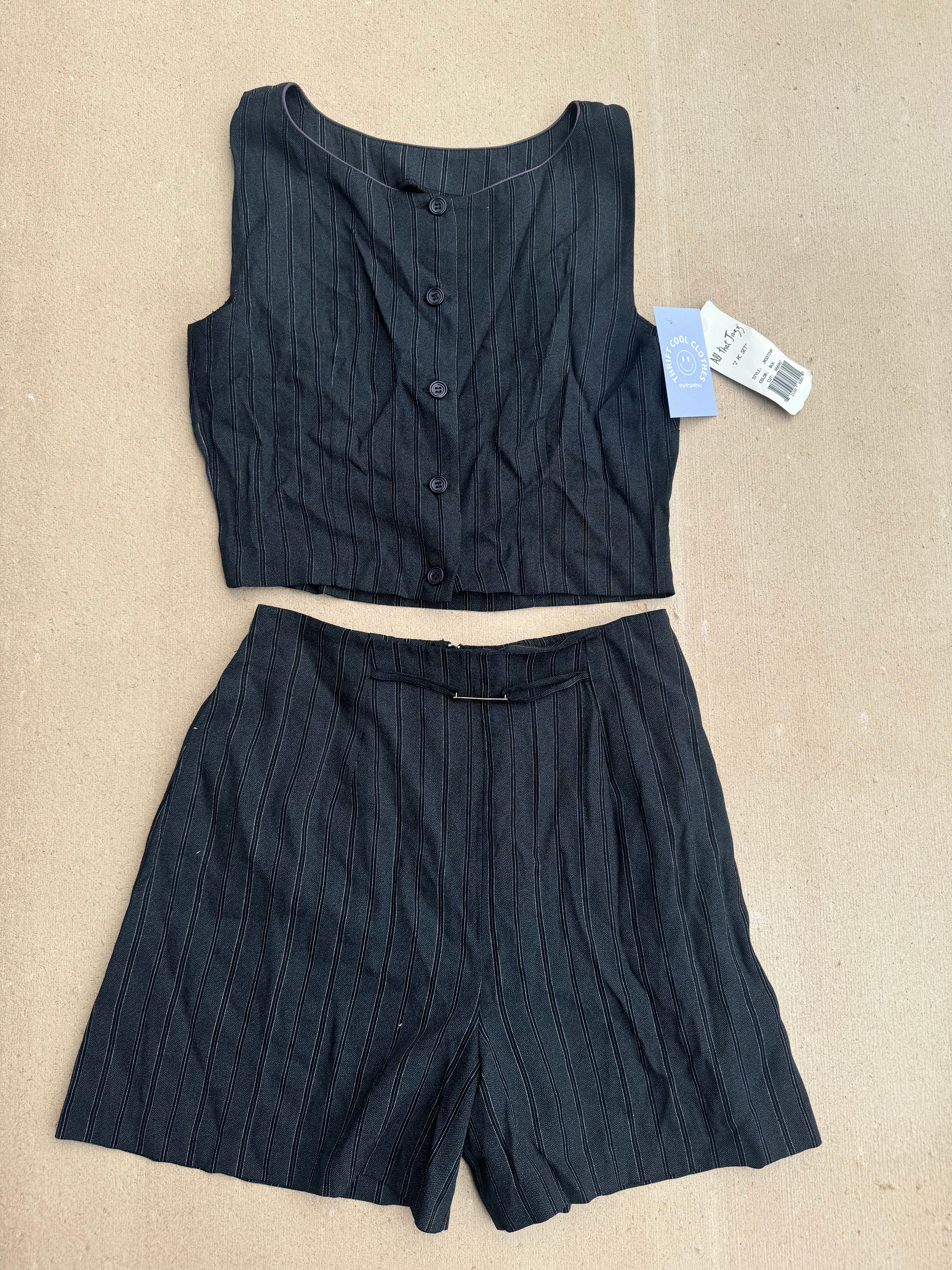 Grey All that jazz Striped vest and mini shorts set, 9/10 (fits like XS)