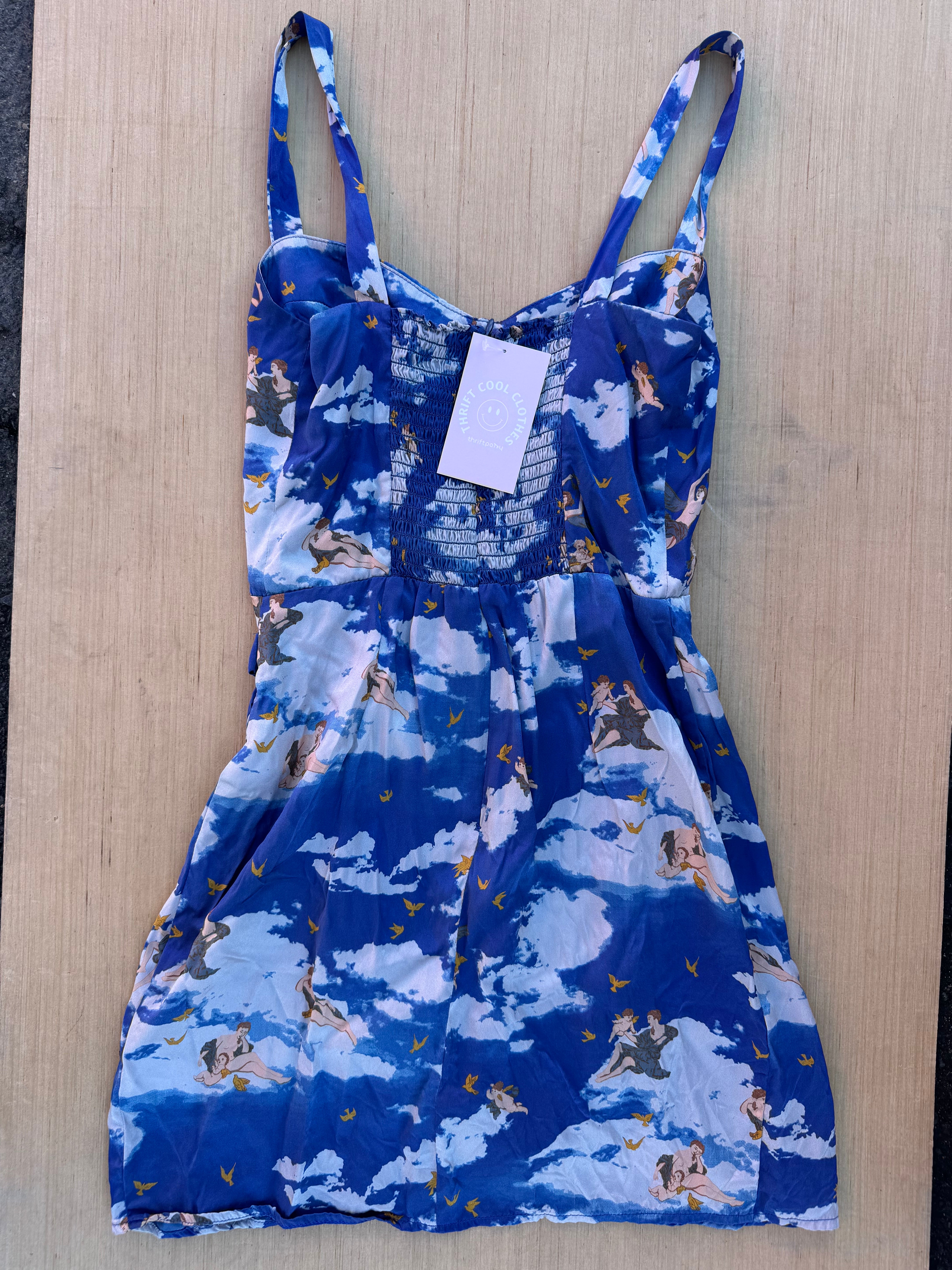 blue Reformation Heavenly print mini dress, 4 (runs small!)