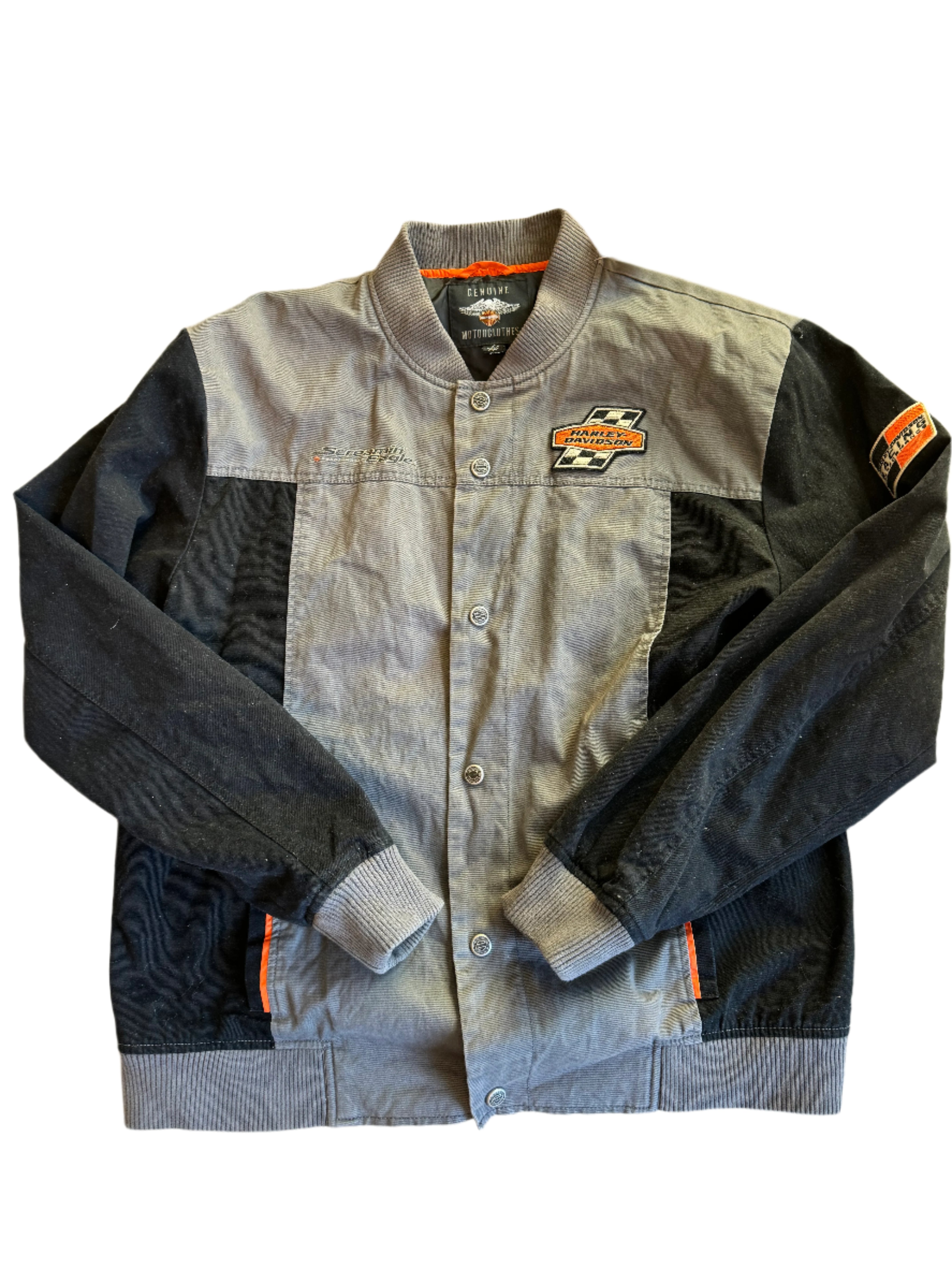 grey harley davidson cotton racing jacket, L