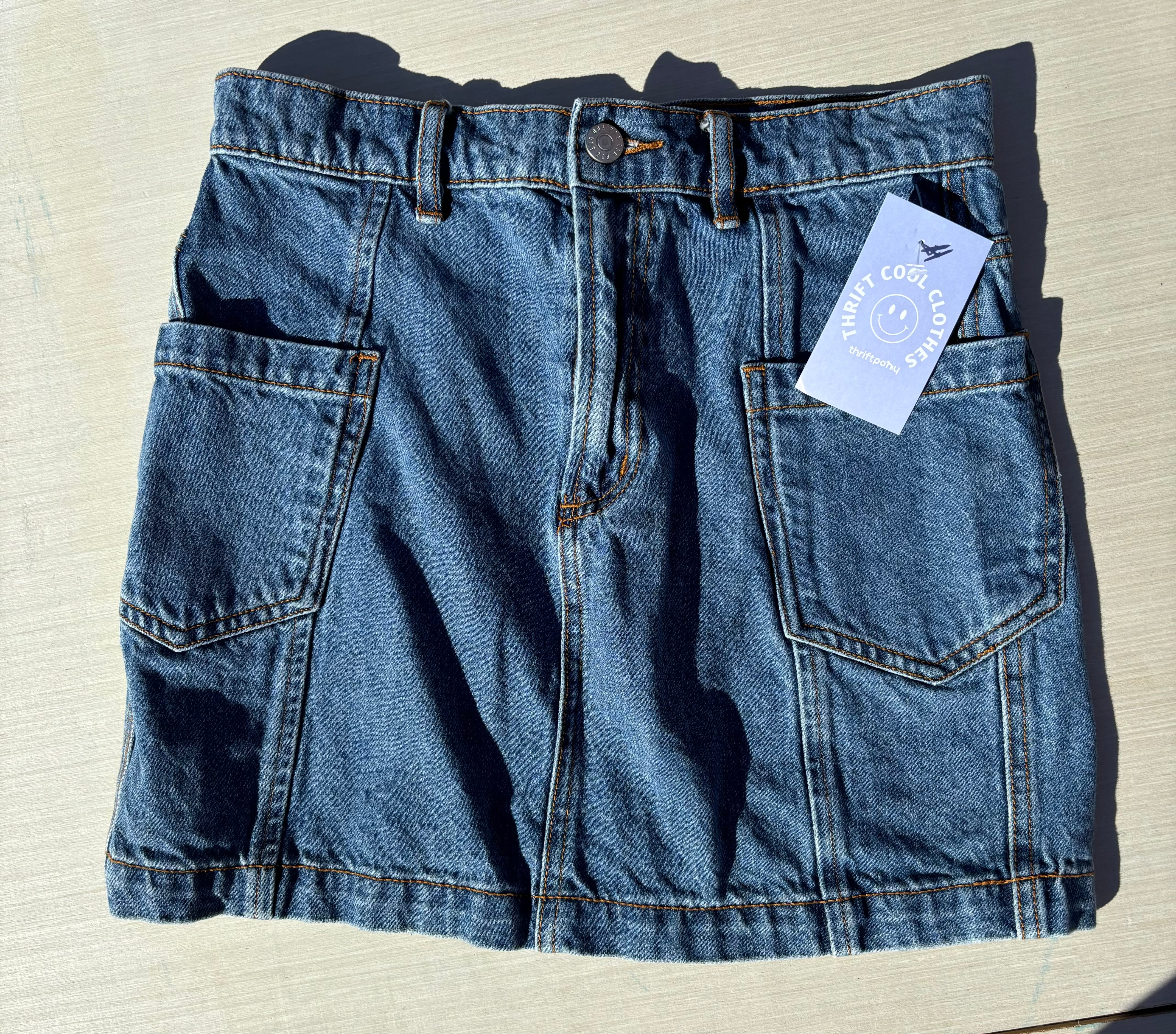 blue bdg denim mini skirt, s