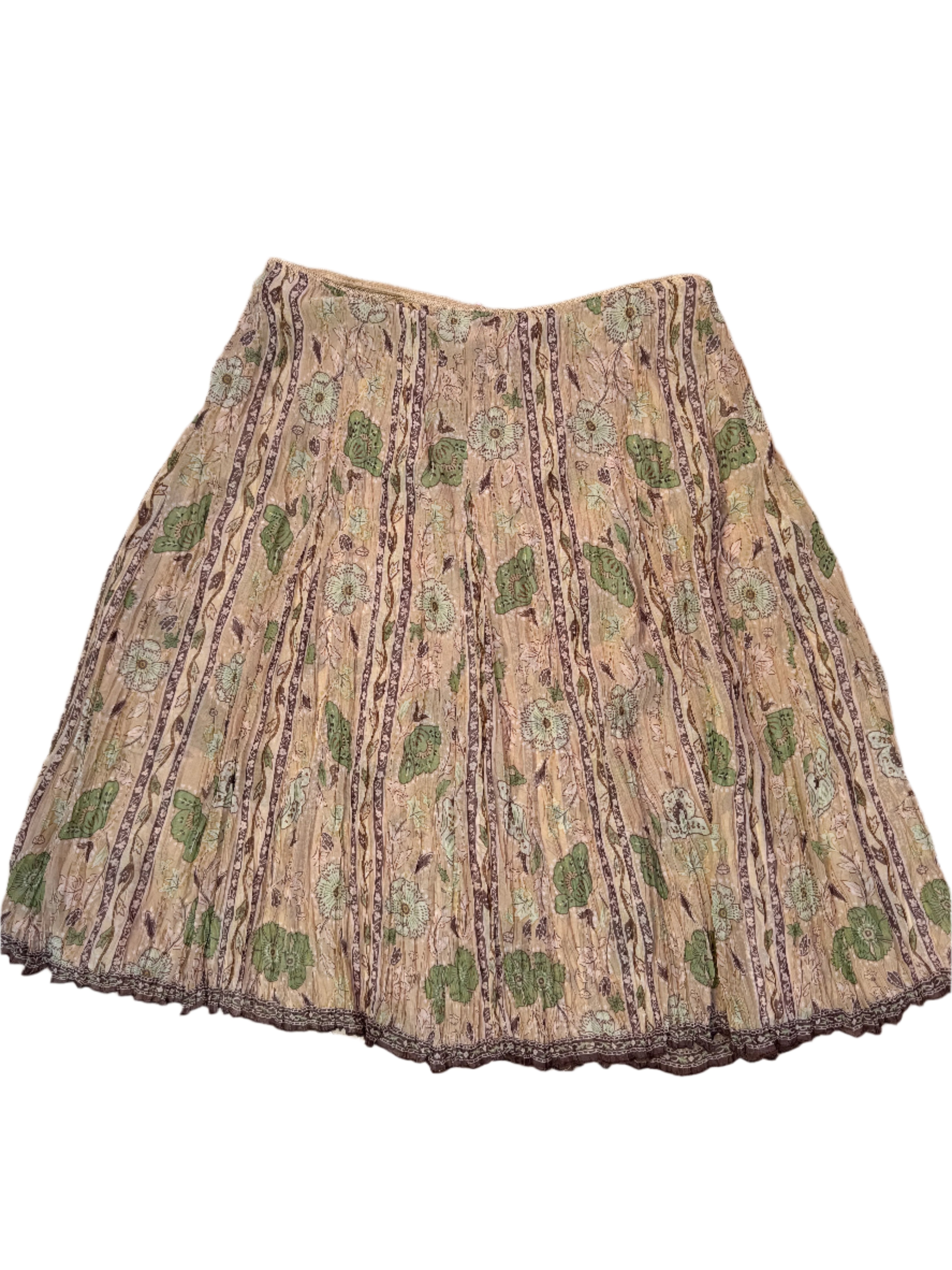 green tan talbots floral midi skirt, 16 (fits like XL)