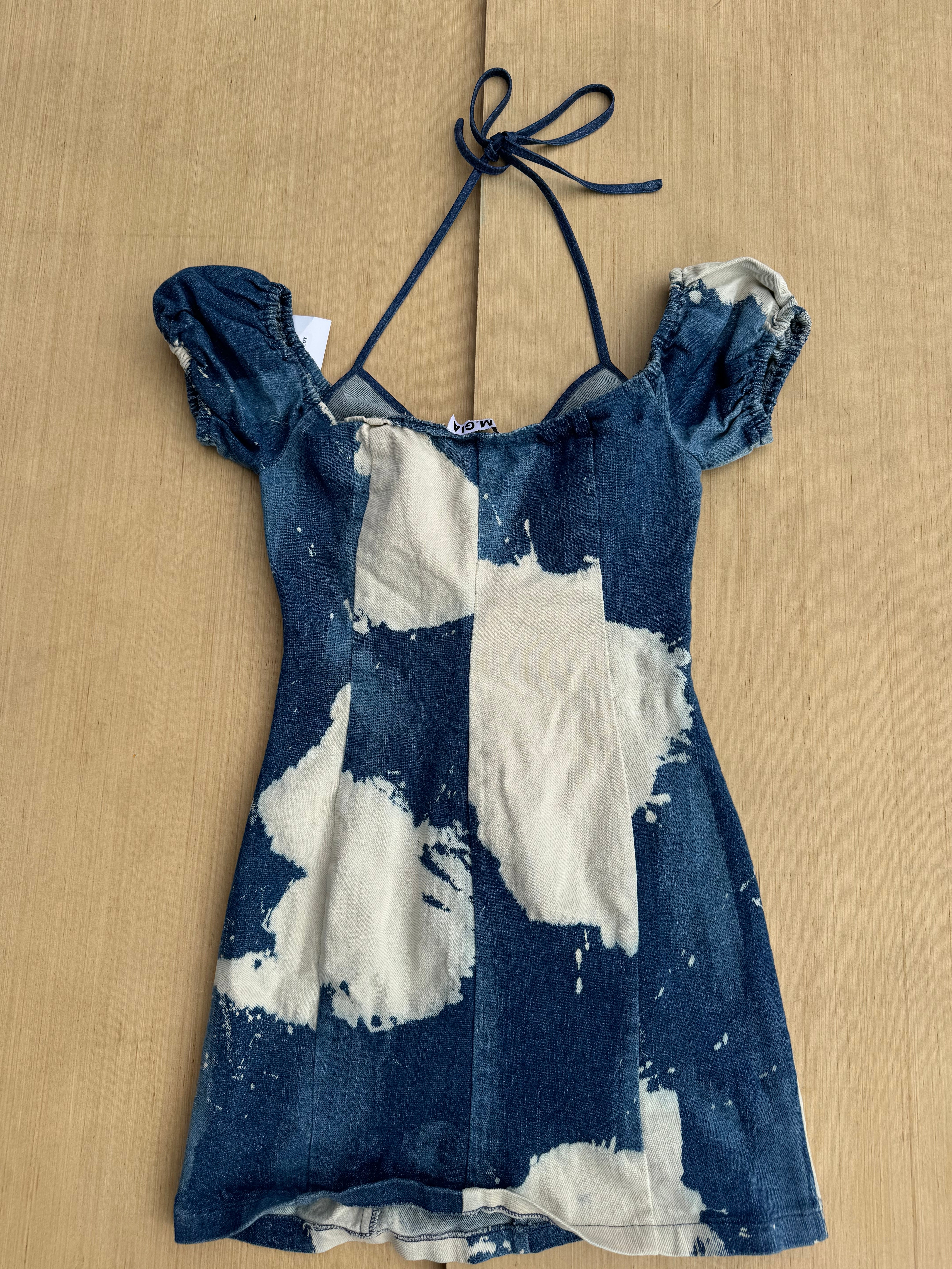 blue i am gia acid wash denim dress, xs