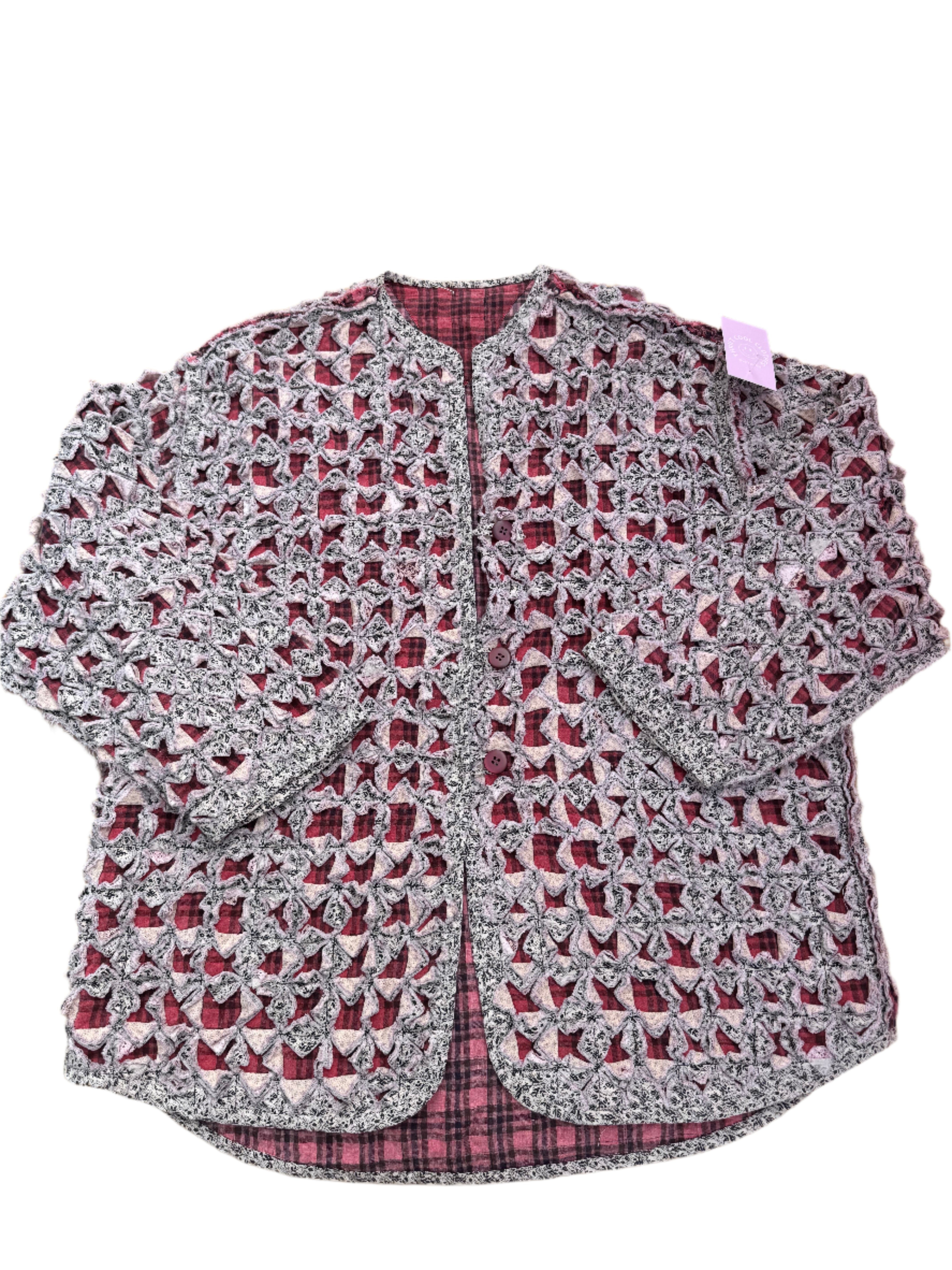 red white  reversible peekaboo cardigan jacket thing, L