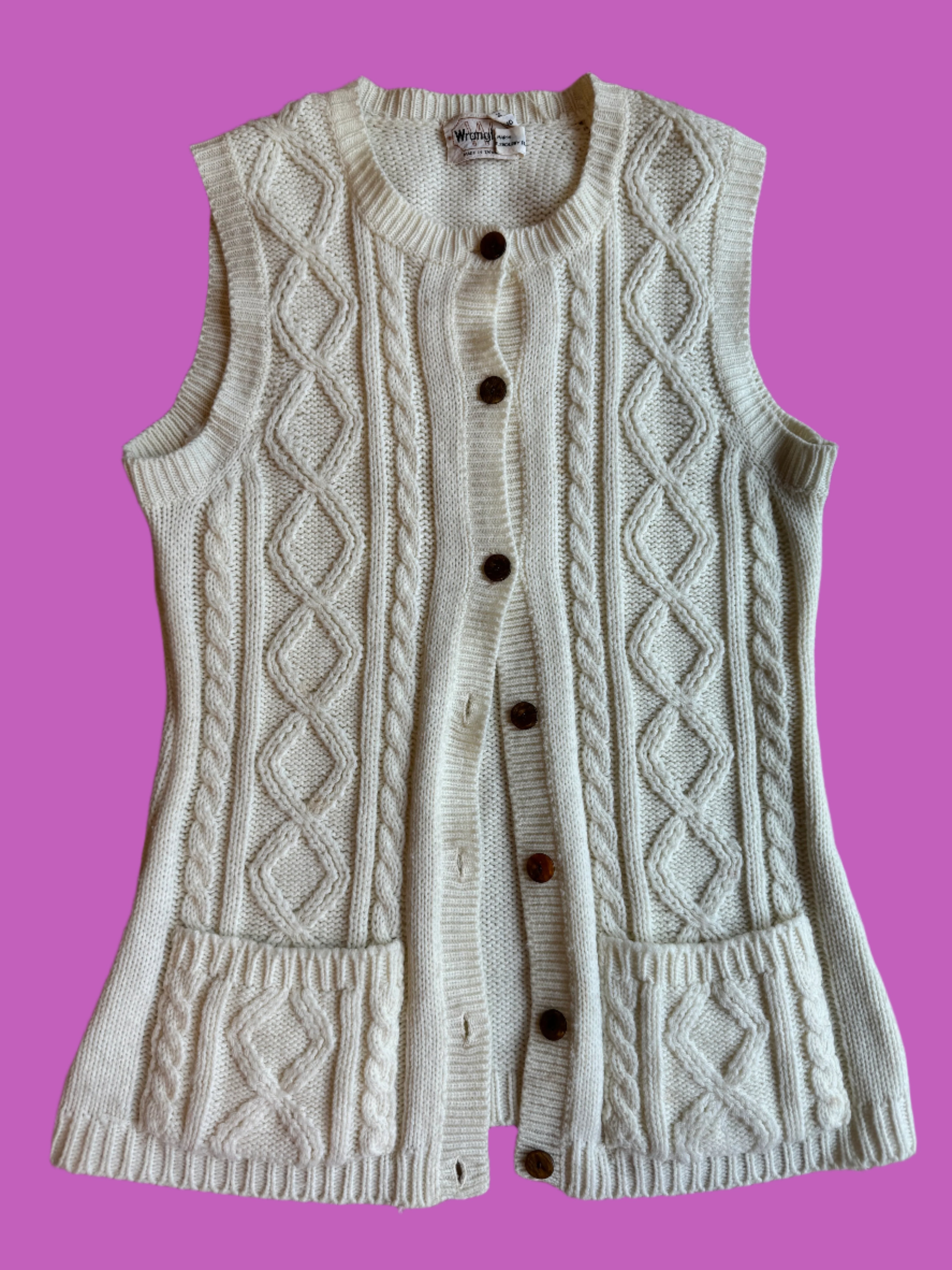 white wrangler 80s knit sweater, 40